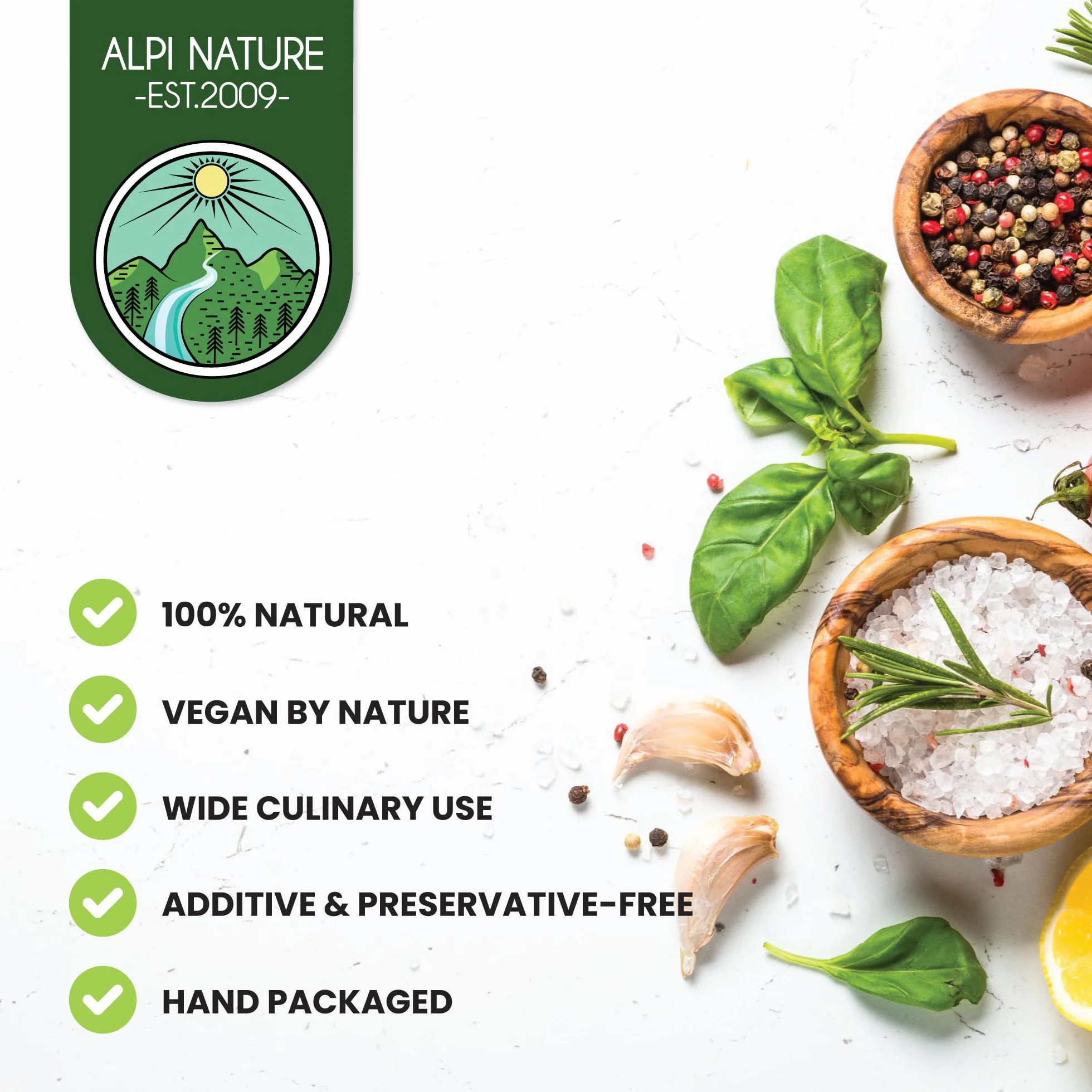 Alpi Nature Płatki Soli Morskiej Sunflakes 400g, Ręcznie Zbierane Płatki Soli Fleur de Sel 0.5-3 mm