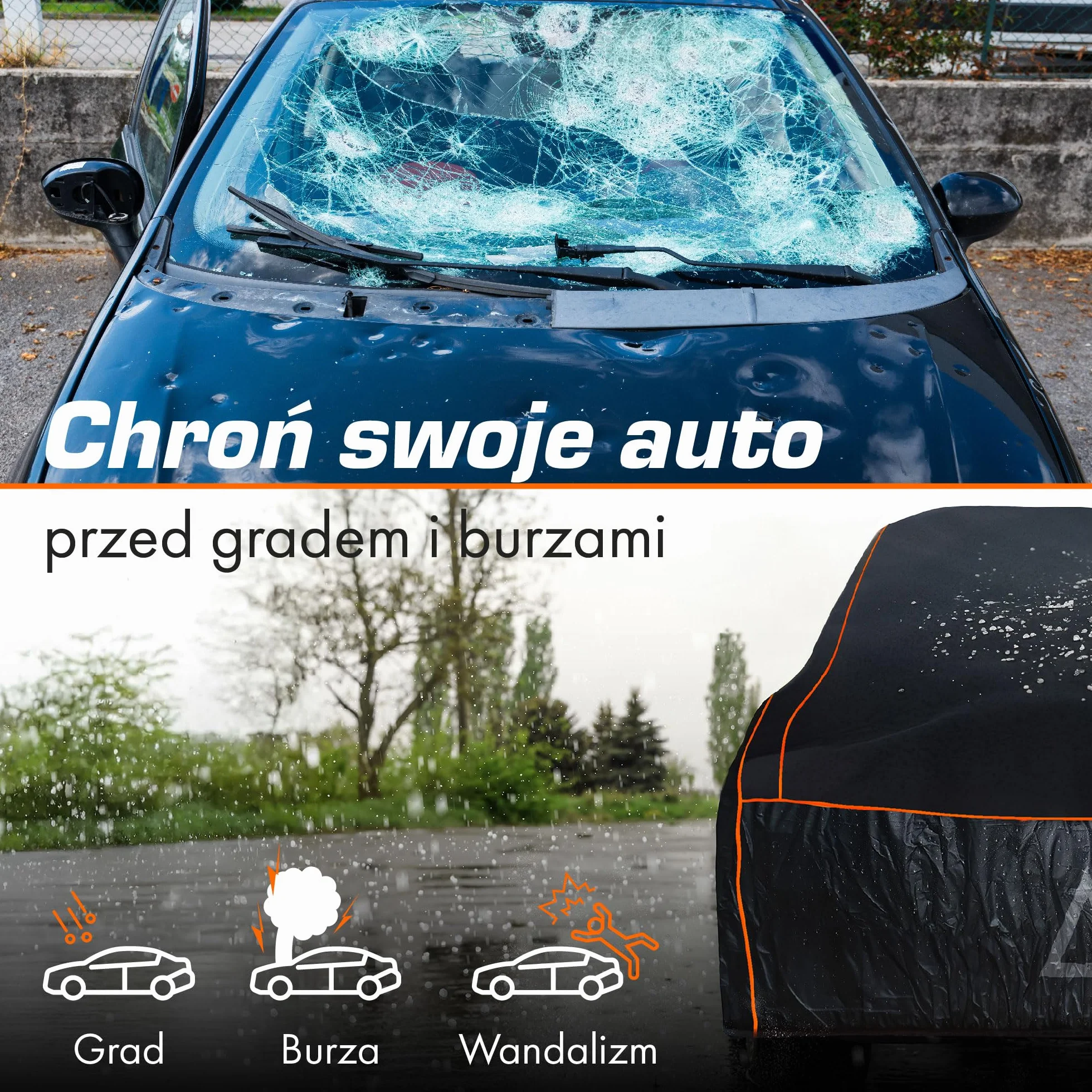 Upgrade4cars Plandeka samochodowa chroniąca przed gradem | plandeka samochodowa kompletna na wszystkie pory roku | uniwersalna plandeka samochodowa | rozmiar do samochodu osobowego: L 483 * 178 * 119