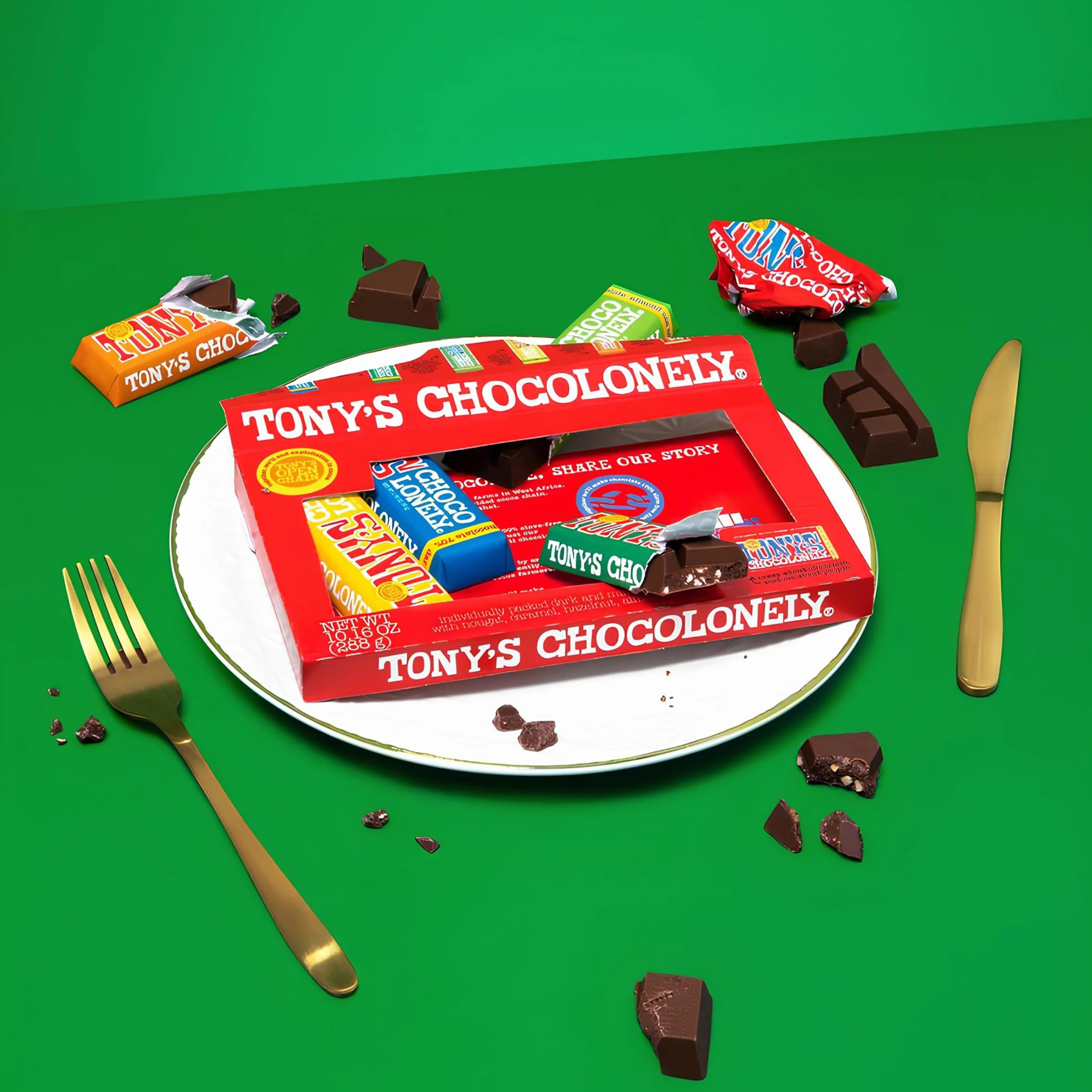 Tony's Chocolonely Rainbow Tasting Pack - 288 g, małe batoniki czekoladowe, pudełko upominkowe, 6 smaków, wegetariańska - belgijska czekolada Fairtrade