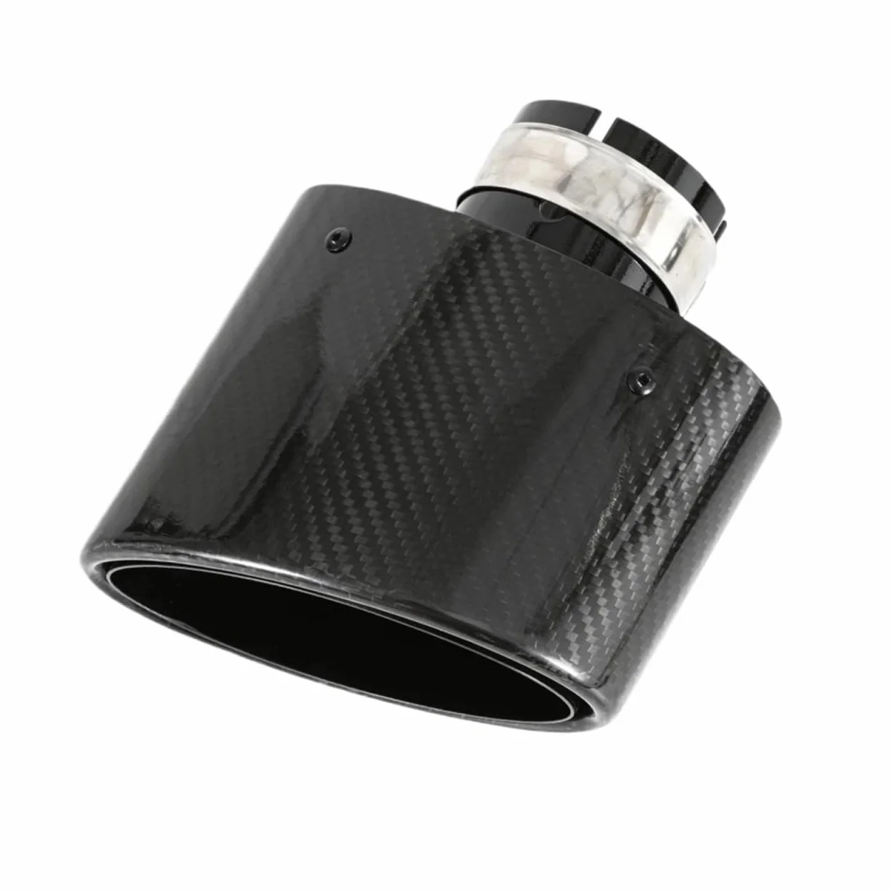 Auto Tłumik wydechowy 1 sztuka 150MM Wylot owalny błyszczący włókno węglowe końcówka wydechu uniwersalny owalny tłumik rura Tłumika wydechowego(Right 67MM)