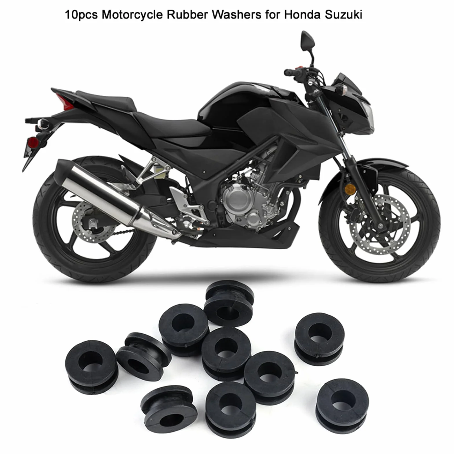 Gumowe Podkładki Motocyklowe 10 Sztuk Przelotki Tuleje Zbiornika Gazu Uszczelki ABS Czarne