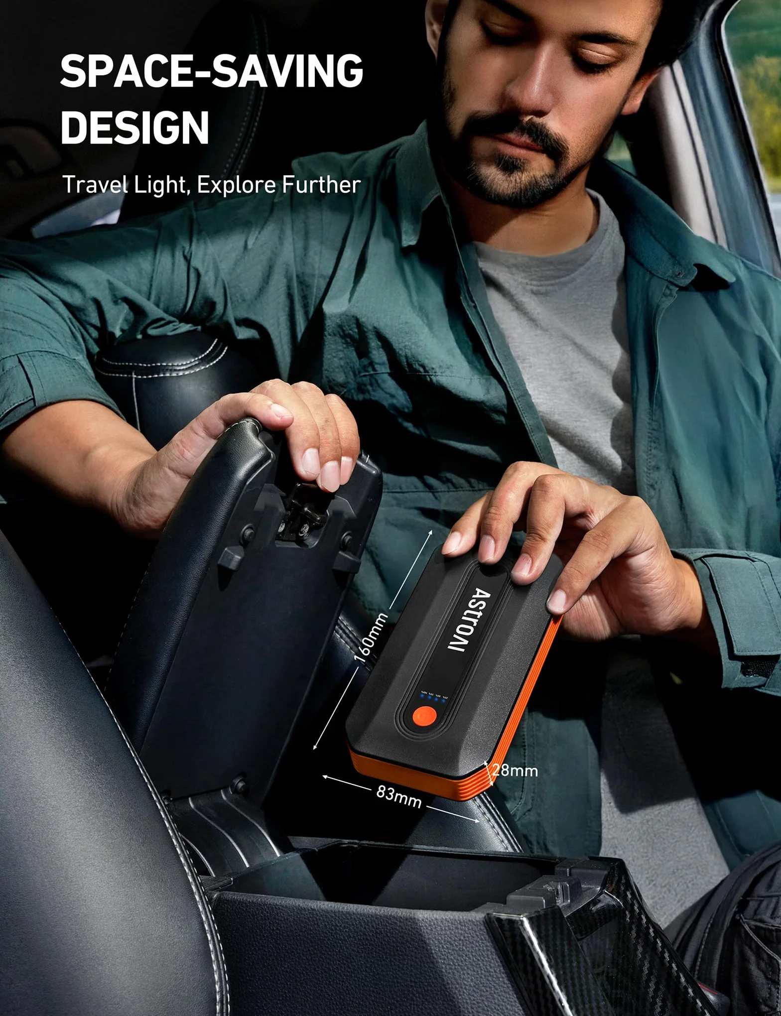 AstroAI Jump Starter Power Bank B8, Rozrusznik Samochodowy, Przenośny Wzmacniacz Baterii 12 V (do silników wysokoprężnych 7,0 l lub benzynowych 9,0 l), 8000mAh, Pomarańczowy