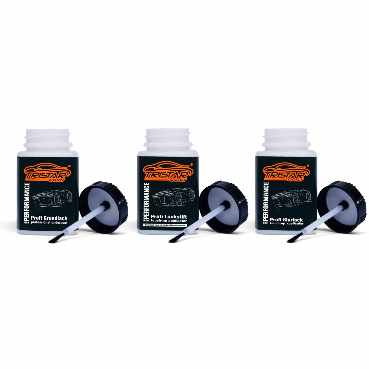 TRISTARcolor Lakier do motocykli Zestaw sztyftów do retuszu dla Honda Motorcycles R380 Grand Prix Red lakier bazowy bezbarwny 50ml kazdy
