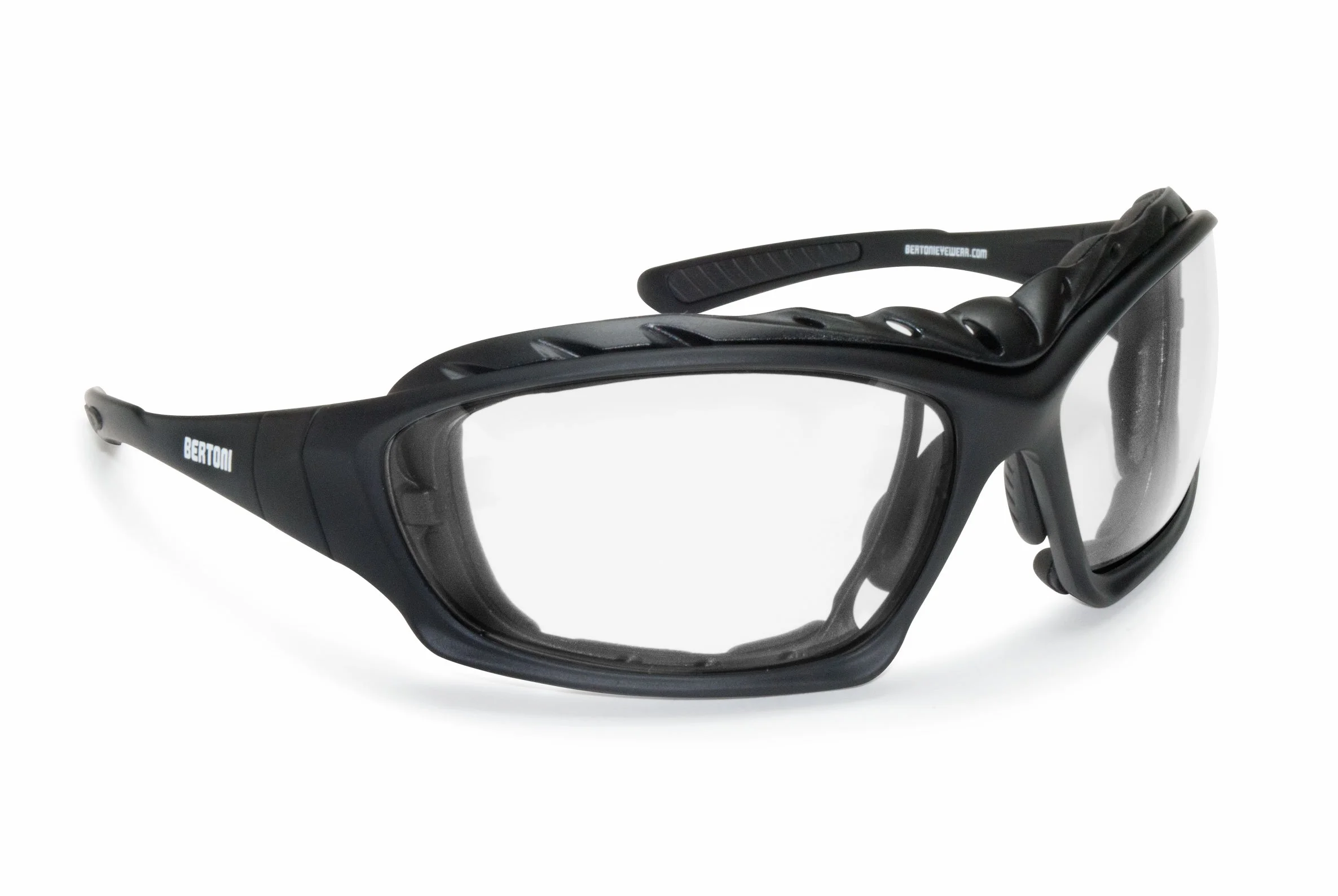 BERTONI Okulary motocyklowe fotochromowe ze zdejmowanym klipsem do soczewek optycznych - regulowany nosek - gogle motocyklowe 366
