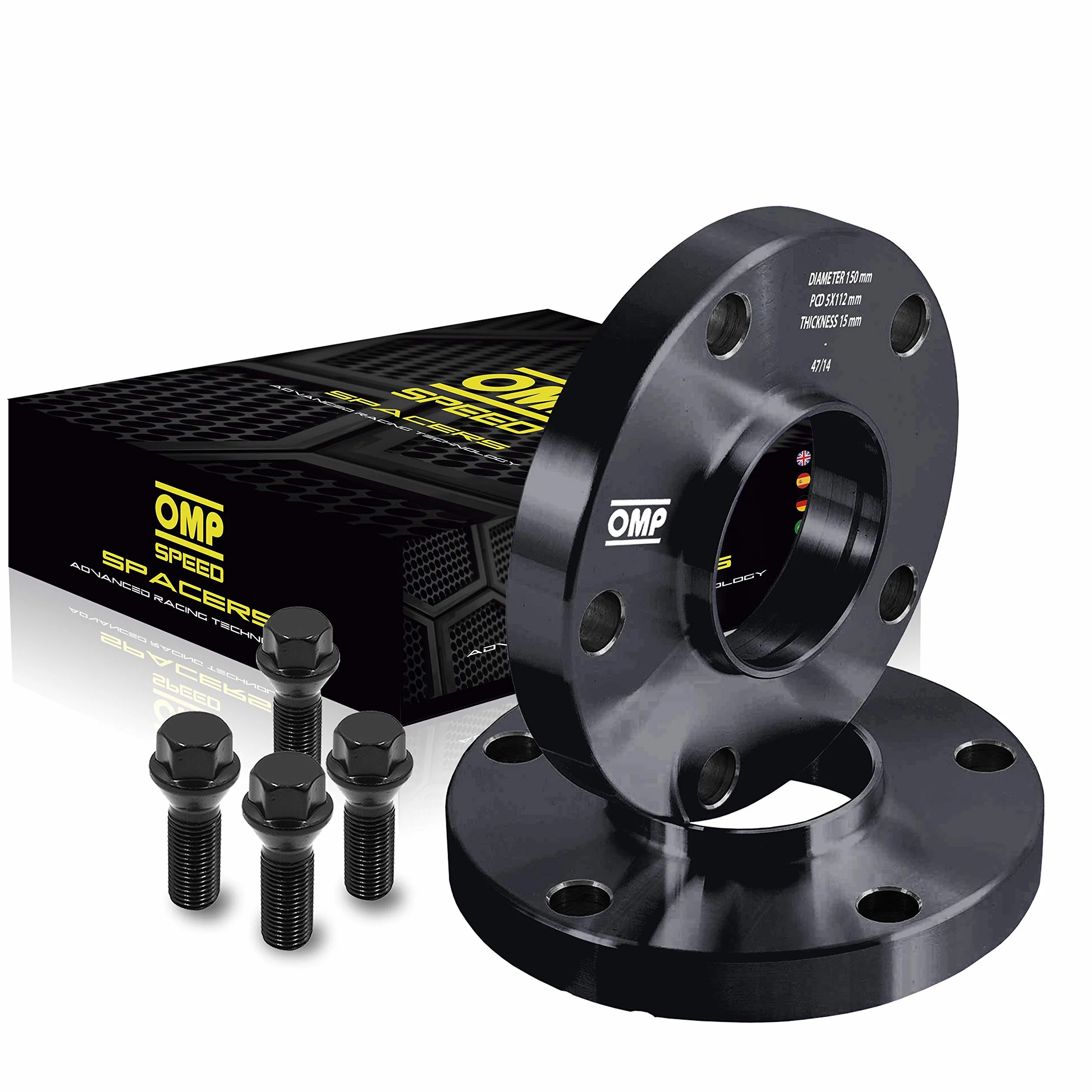 OMP Speed Zestaw Dystanse Podwójnie Centrujące Grubość: 20mm PCD: 4X100 CB.H: 60.1 CB.W: 60.1 OD: 139 Śruba M12X1.5 Stożek Kolor Czarny