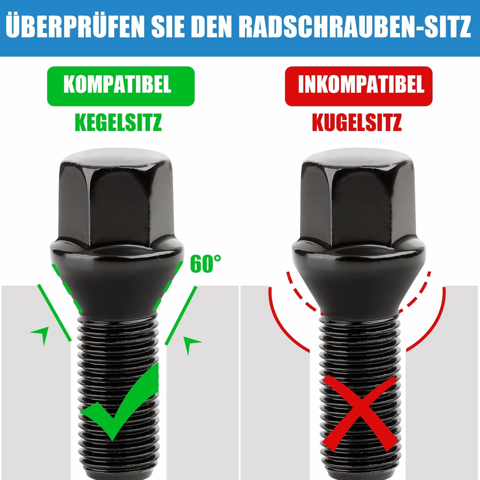 Komplet 20 śrub koła – M12x1,25x28mm – Łeb stożkowy 60° klucz 17mm – BMW