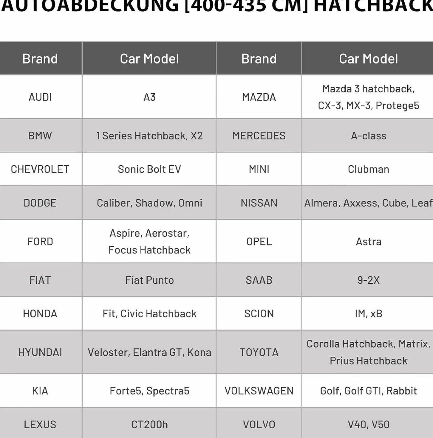 Favoto pokrowiec na samochód pełny garaż pokrowiec na samochód pyłoszczelny wodoodporny pokrowiec na samochód plandeka na zimę i lato na 400cm-435cm samochód hatchback 2.5kg