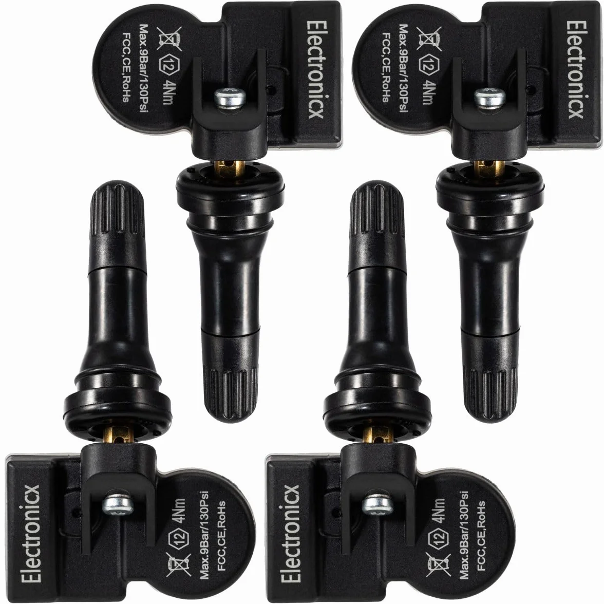 Electronicx 4 x czujnik RDKS kompatybilny z Jeep Wrangler 2020-2021, wstępnie zaprogramowany, 433 MHz TPMS, czujnik ciśnienia w oponach, zamiennik felg aluminiowych, felg stalowych, zestaw 4 szt
