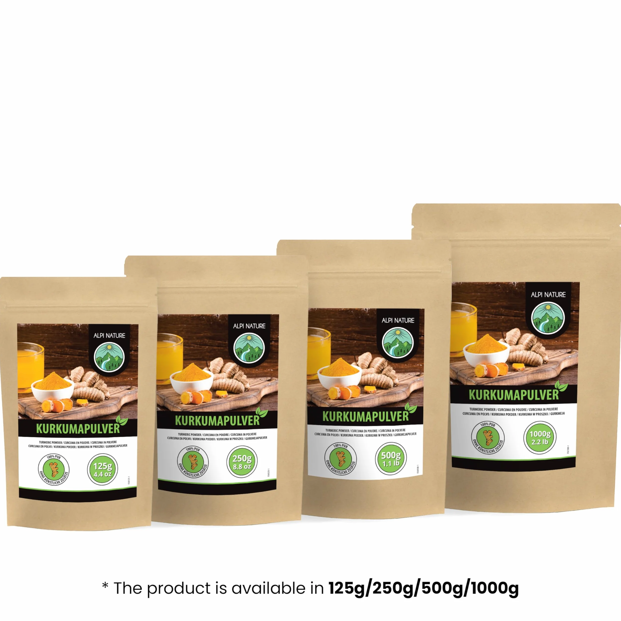 Kurkuma proszek 500 g, 100% naturalny, suszony i mielony, wegański