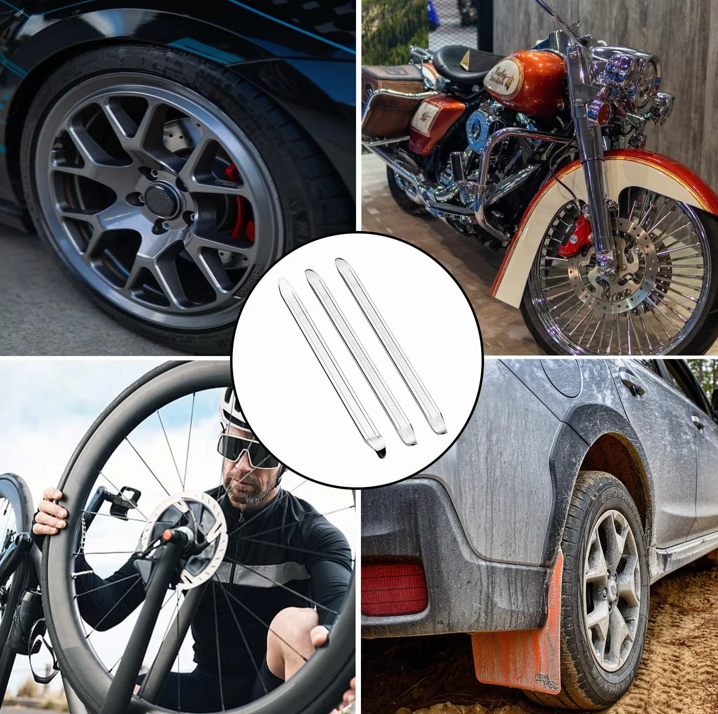 LATRAT 3 sztuki 25 cm srebrne żelazka do montażu, dźwignia do opon, narzędzie do montażu lub naprawy rowerów, motocykli, samochodów