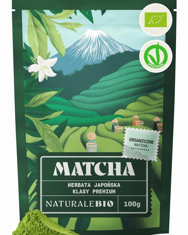 NaturaleBio Premium Matcha w Proszku - 100% Organiczna Japońska Herbata Zielona USDA - 113g (4oz) - Ceremonialny Gatunek dla Smoothie, Latte, Wypieków