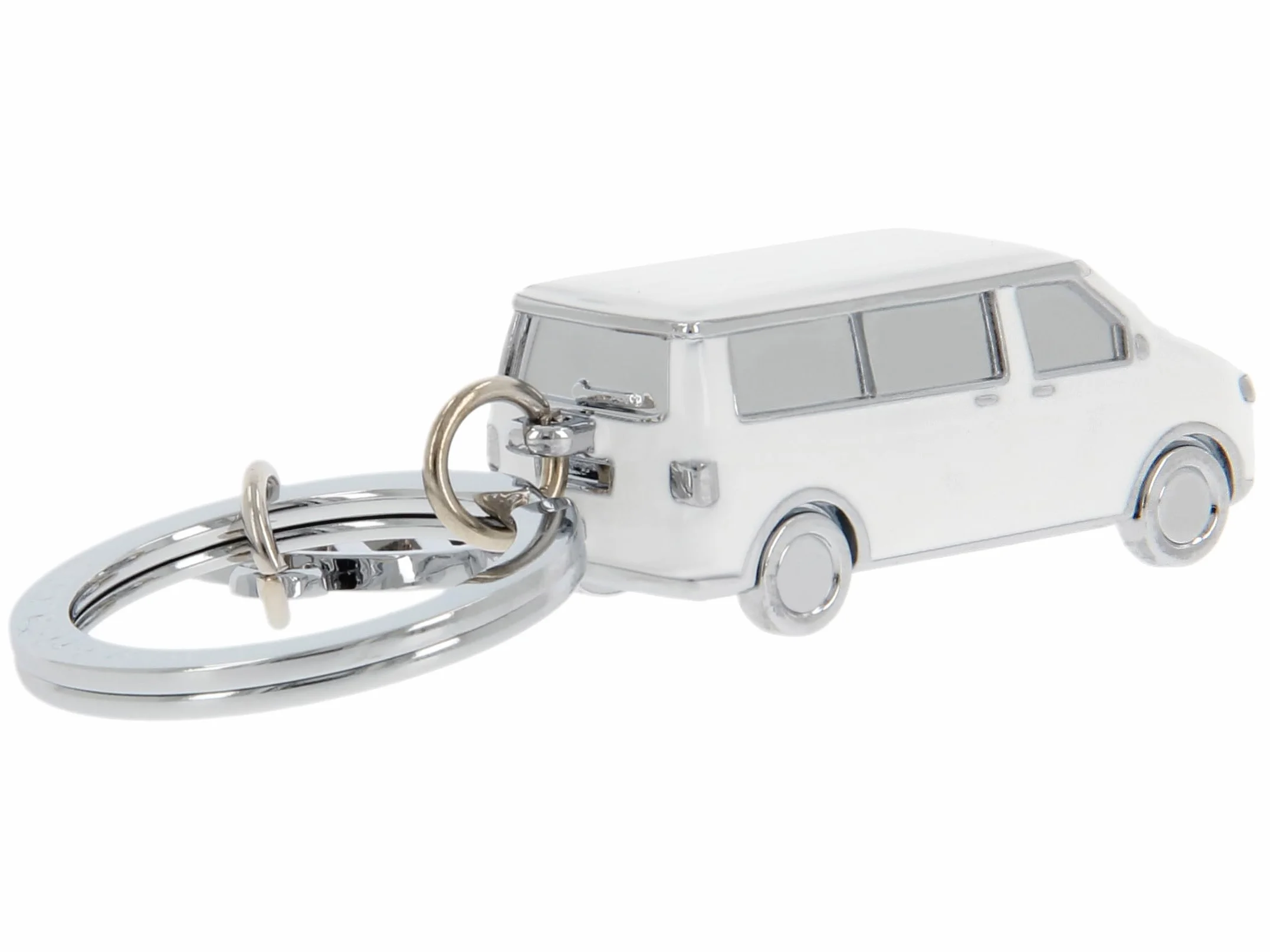 BRISA VW Collection – Volkswagen 3D metalowy breloczek do kluczy, pierścień do kluczy, akcesoria w stylu T5/T6 Bulli Bus (Classic Bus/srebrny)
