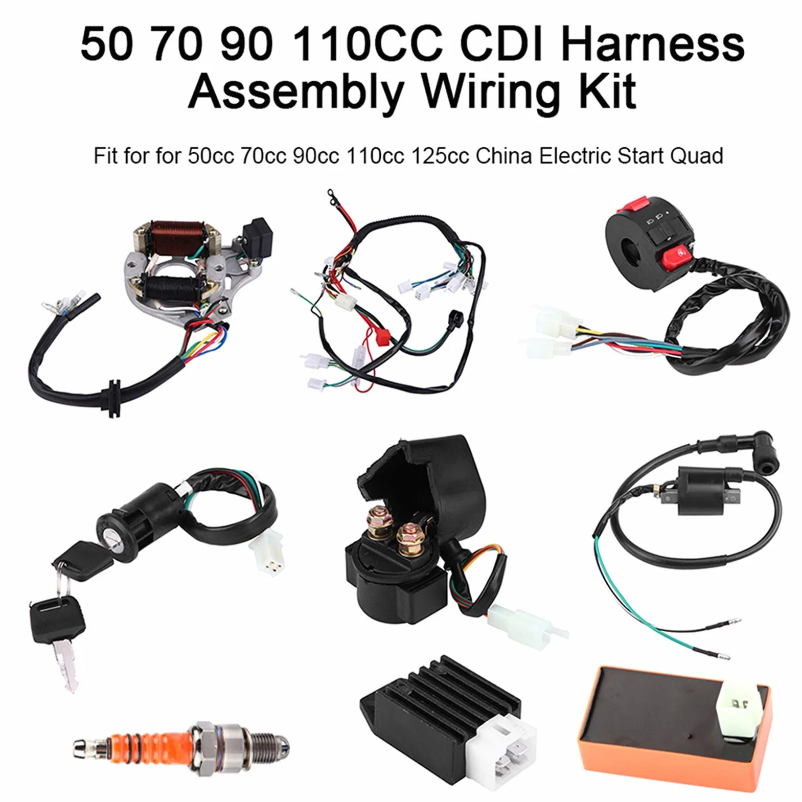110 cm³ ATV wiązka przewodów 50 70 90 110 cm³ Cdi Kabelbaum Kabelsatz ATV Elektrostarter Quad Quad 125Ccm Z Pule Z Pule Racing Cdi Z Pu