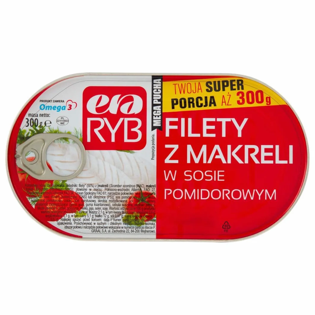 Era Ryb Filety z makreli w sosie pomidorowym 300g