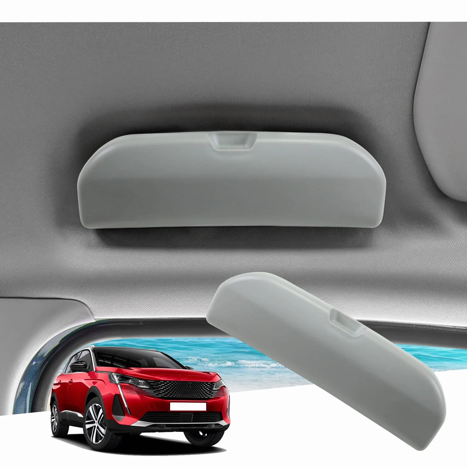 GAFAT Kompatybilny z Peugeot 3008 5008 2016-2023 2024 Etui na Okulary Samochodowe, 3008 GT 2024 Organizer do przechowywania, 3008 Akcesoria [Oryginalny OEM](Szary)