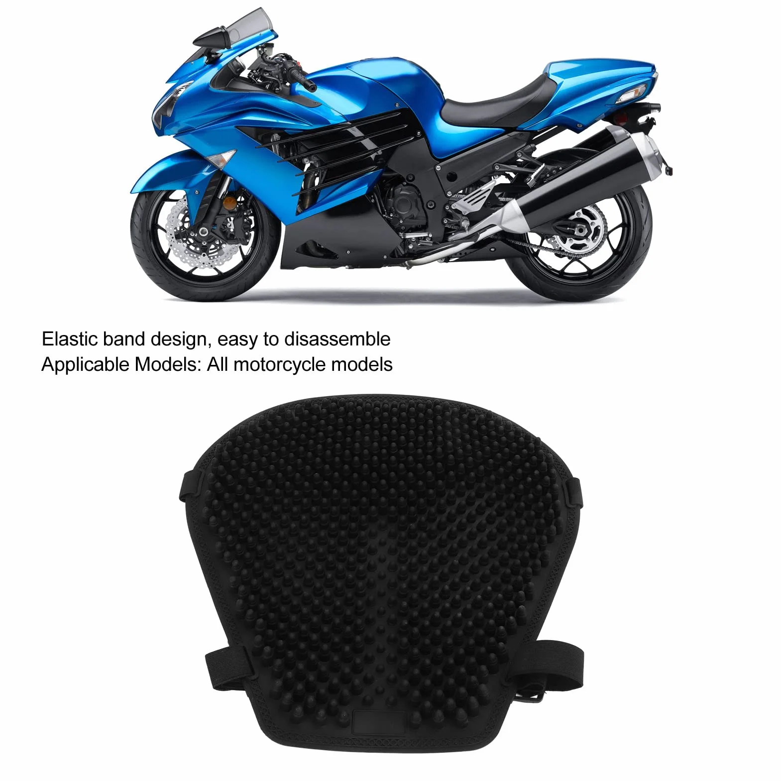 Kolumna Powietrzna żelowego Siedzenia Motocyklowego, żelowa Poduszka Siedziska Motocykla Amortyzacja Odciążenie Ciśnieniowe Uniwersalne Czarne Pokrycie Siedzenia