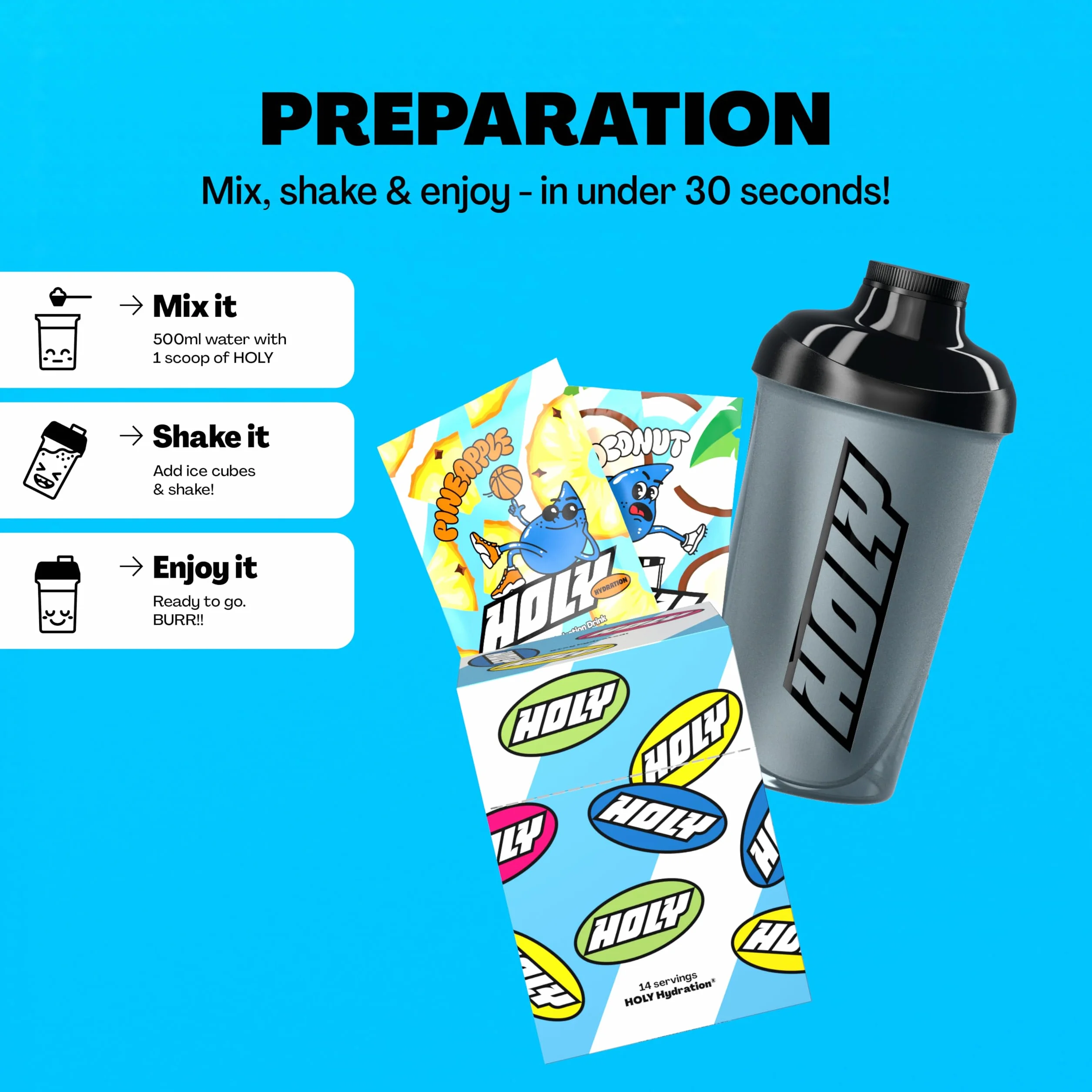 HOLY Hydration Starter Set bezcukrowy napój dla sportowców z elektrolitami 2x7 rodzajów o naturalnym owocowym smaku
