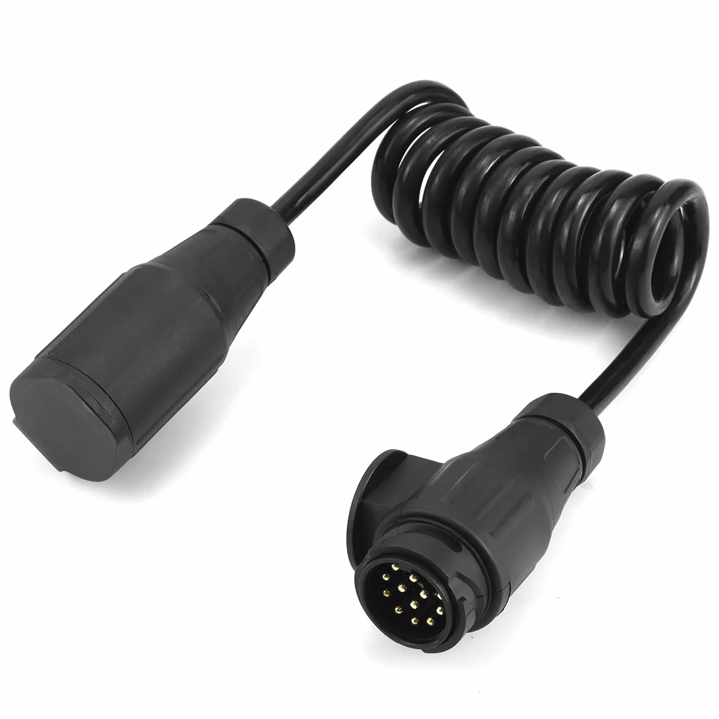 QWORK® 2-metrowy kabel adaptera przyczepy 13 do 13 pinów, 12V spiralny kabel przedłużający do przyczepy z wtyczką i gniazdem do przyczep kempingowych, kamperów, RV-ów, traktorów, przyczep do łodzi