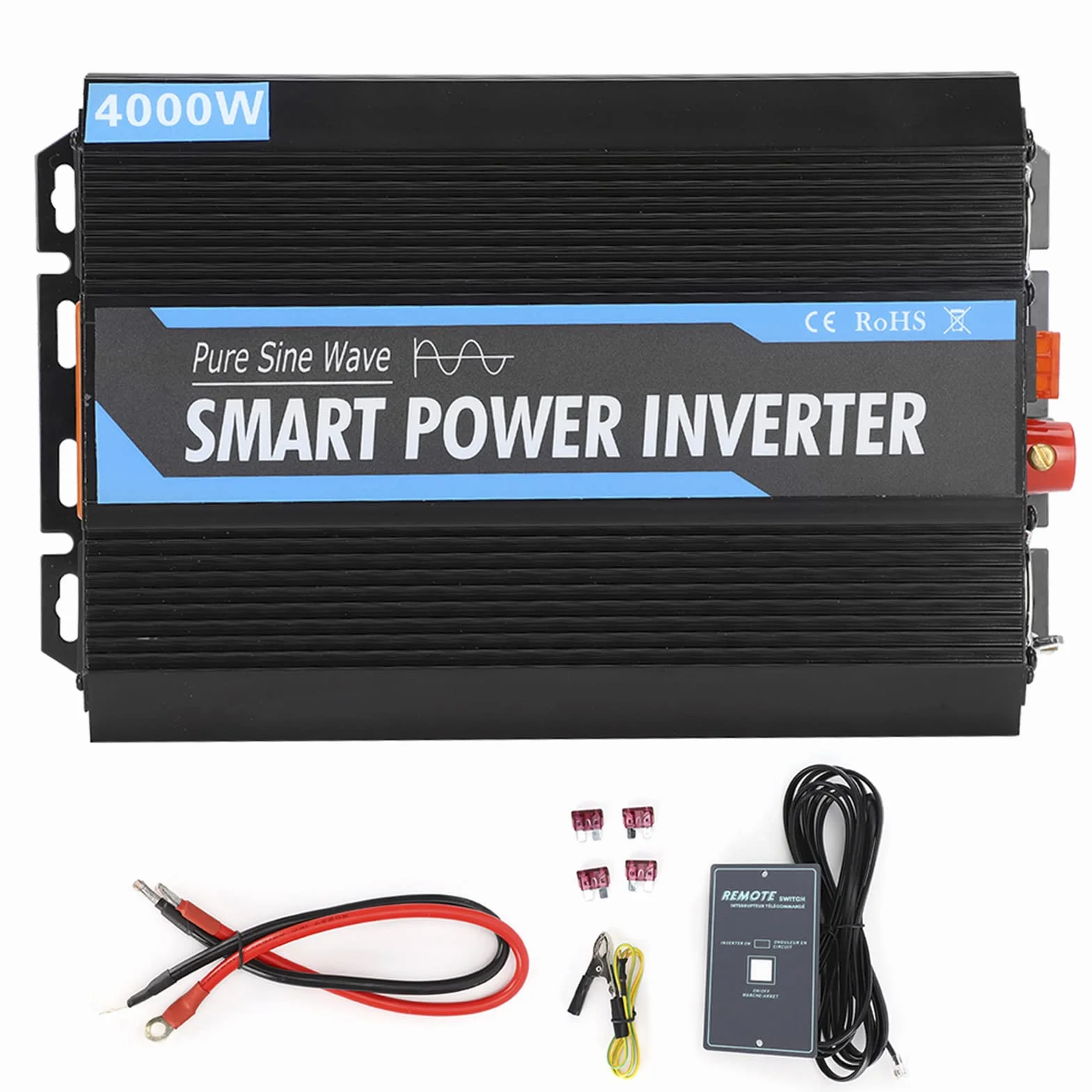 Bediffer 12 V do 220 V 1500 W Czysty Sinus Przetwornica Napięcia Transformator, Falownik Uniwersalny Pasuje do Samochodu, Czarny + Niebieski