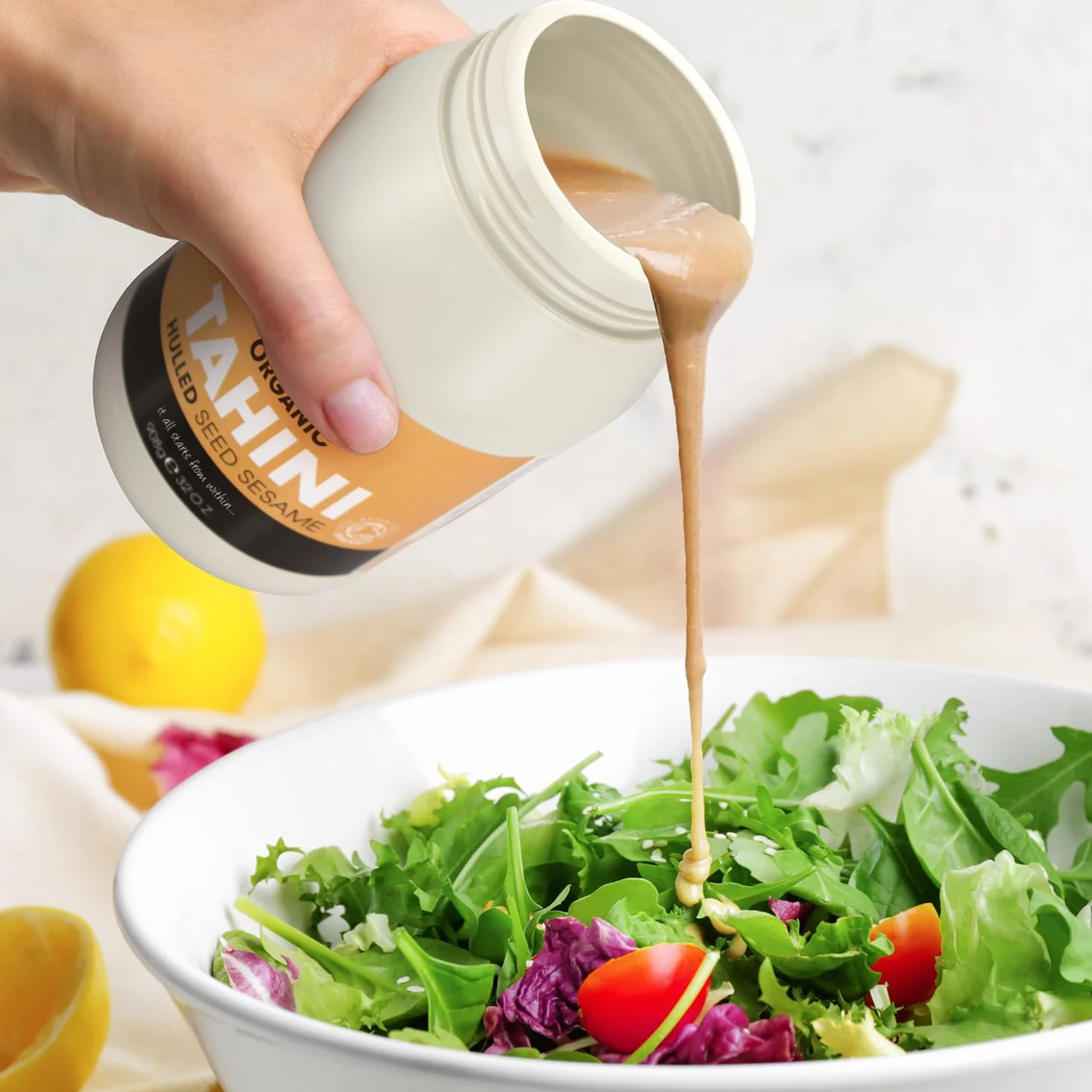 Pipkin 100% Bio-Tahinipaste 908g - Geröstete und gepresste äthiopische Sesamsamen - alles natürlich, koscher, vegan, nicht genmanipuliert
