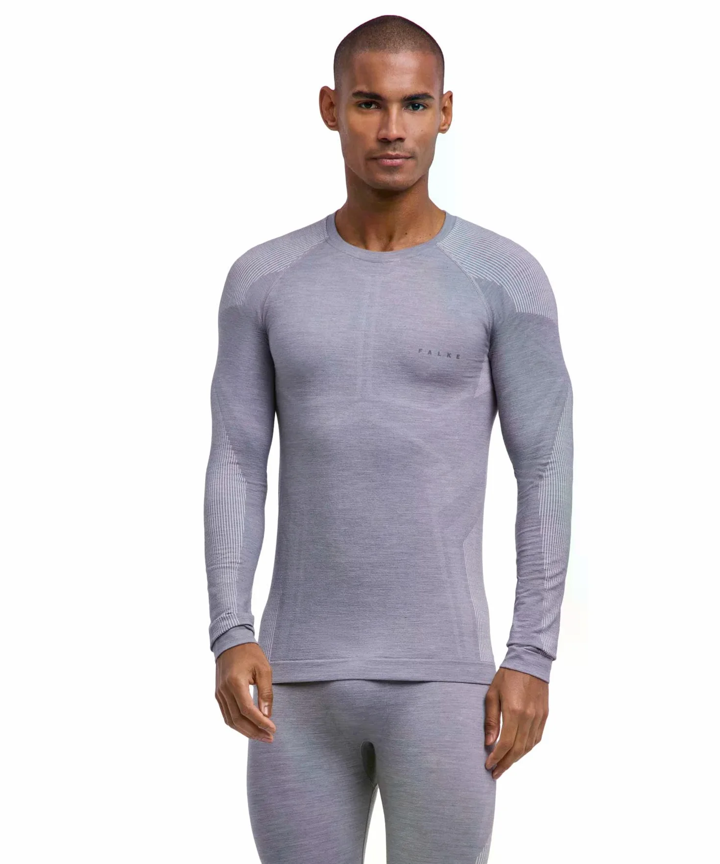FALKE Mężczyźni Warstwa podstawowa (góra) Wool-Tech Light M L/s Sh wełna materiał funkcjonalny regulujące klimat 1 Sztuka, Szary Grey-Heather 3757, XXL