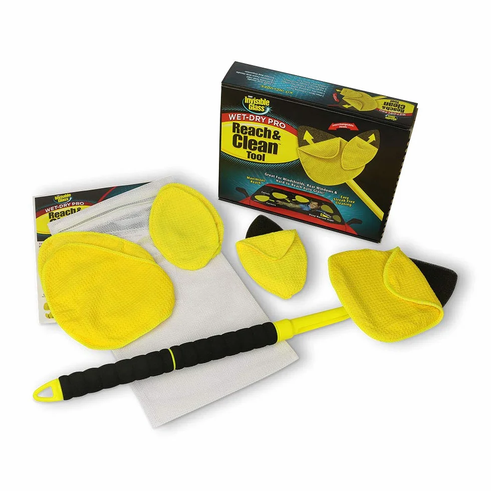 Invisible Glass 95164 Reach and Clean Tool Wet-Dry Pro Narzędzie do czyszczenia okien i szyb z wysuwanym uchwytem i ściereczką z mikrofibry