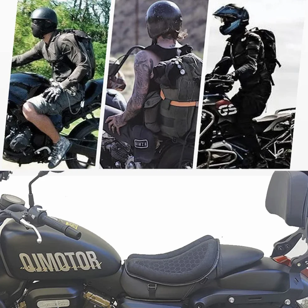 Składana żelowa poduszka na siedzenie motocyklowe, pokrowiec na siedzenie motocyklowe, duża struktura plastra miodu 3D, amortyzacja wstrząsów, oddychająca podkładka na siedzenie na długie