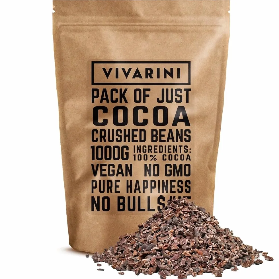 Kakao Vivarini 1kg | Intensywny, czekoladowy smak i aromat | Składnik o wielu kulinarnych zastosowaniach | Cenne źródło składników odżywczych | Kruszone ziarna kakao | 1000g