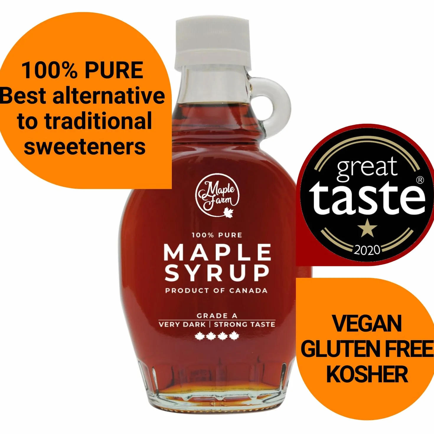 MapleFarm - Czysty syrop klonowy - Wyprodukowano w Kanadzie - Klasa A (Very Dark, Strong taste) - Butelka 189 ml (250 g) - Pure maple syrup - Maple syrup