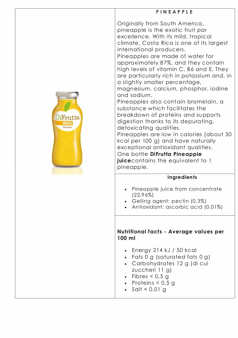 Sok ananasowy z owocami, 24 butelki po 20 cl
