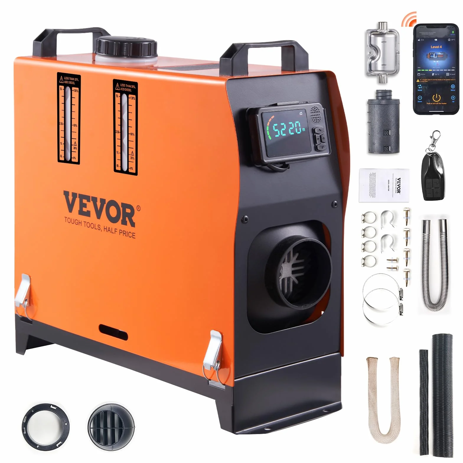 VEVOR Nagrzewnica na olej napędowy 12 V 8 kW 25 m² LCD