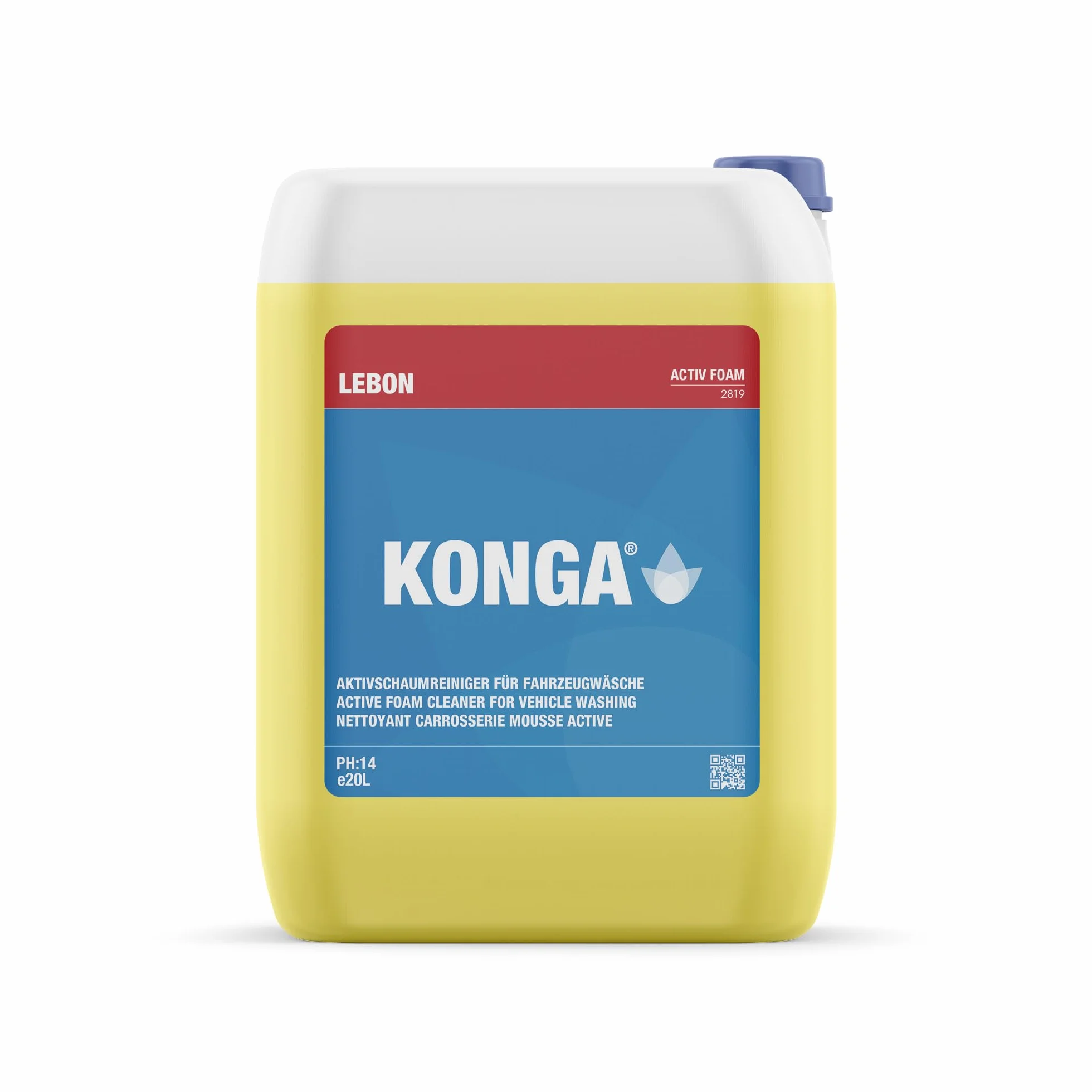 Konga Activ szampon samochodowy, 20 l, żółta pianka z silnym efektem perlenia i woskiem, wysoko skoncentrowany aktywny środek czyszczący do myjki wysokociśnieniowej i pistoletu piankowego, pianka do
