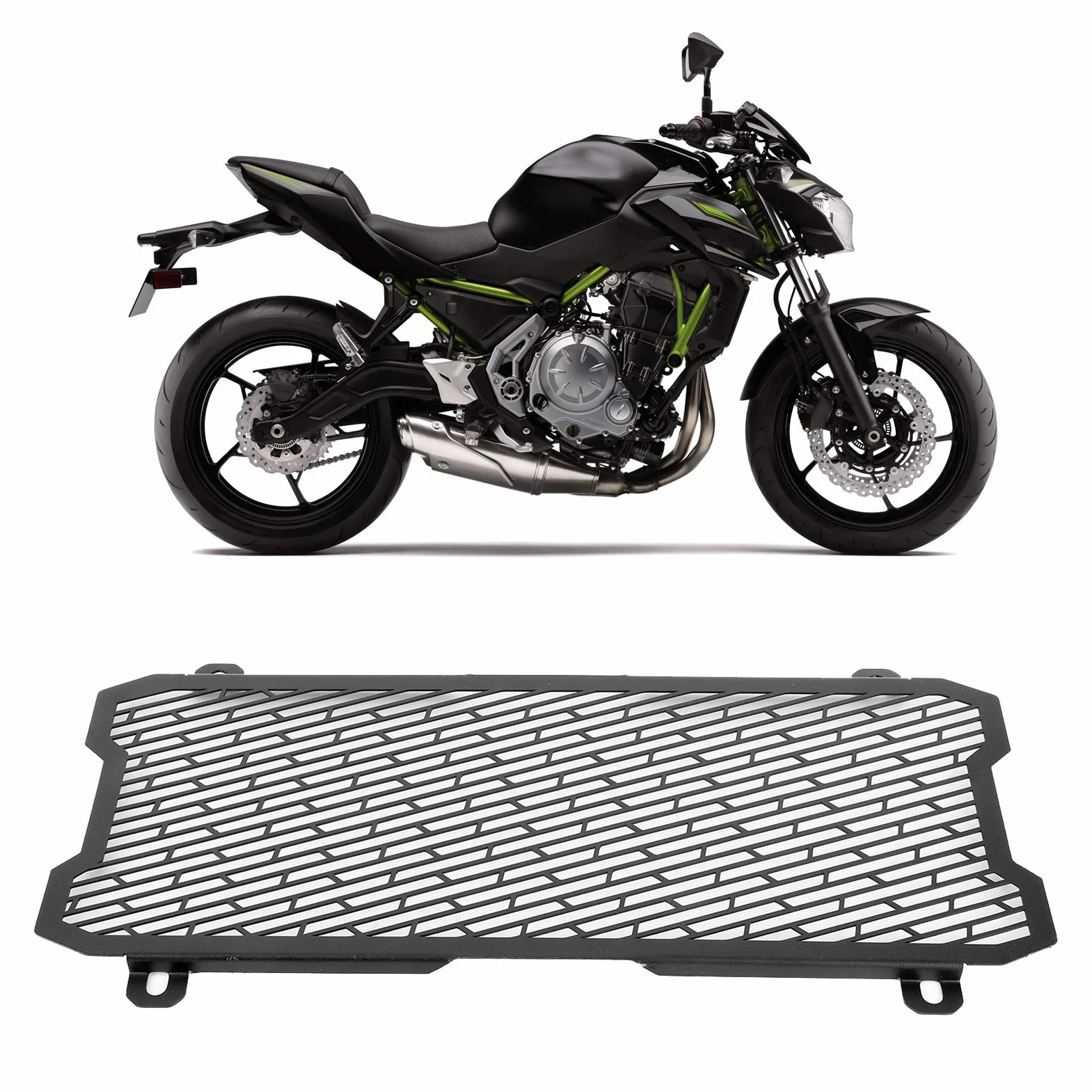 Akcesoria Motocyklowe Premium Aluminiowa Osłona Chłodnicy Motocykla, Spersonalizowana Przednia Osłona Grilla dla Z650 2017-2019 z kompleksową ochroną (BLACK)