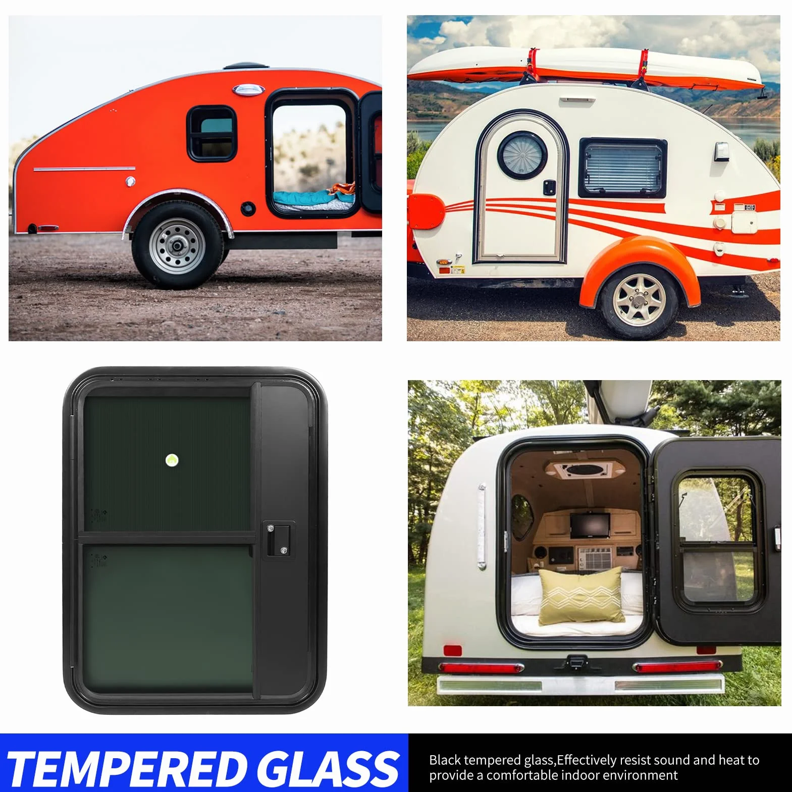 Drzwi RV, 27.16x37.4in Pełne uszczelnienie drzwi do przyczepy kempingowej z siatką przeciw owadom Bezpieczny zamek, Teardrop Door Caravan Door Trailer Entrance Door, Rounded