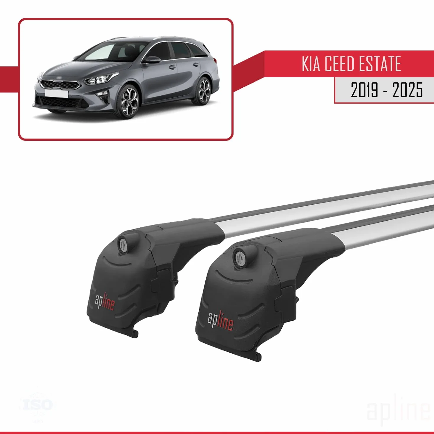 Kompatybilny z Kia Ceed 3 (CD) Kombi 2019-2025 ACE-2 Bagażnik Dachowy Relingowy Bagażnik Samochodu Szary Aluminium 2 Pręty