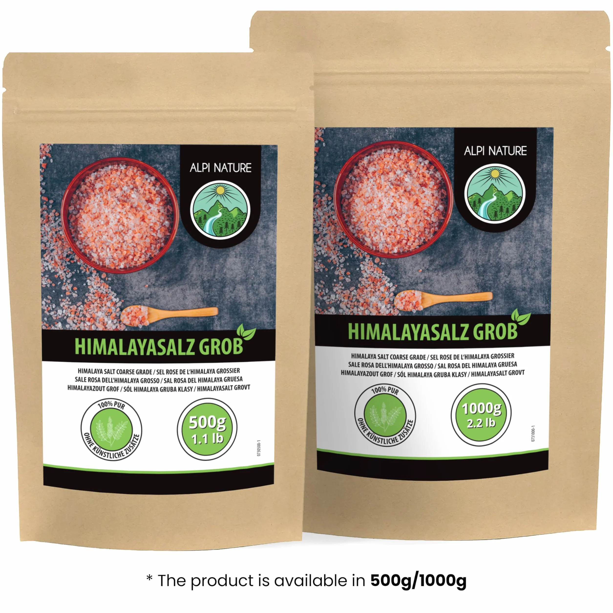 Alpi Nature Himalajska Różowa Sól Gruba 1kg, Różowa Sól Himalajska, Sól Kamienna Himalajska 2–5 mm