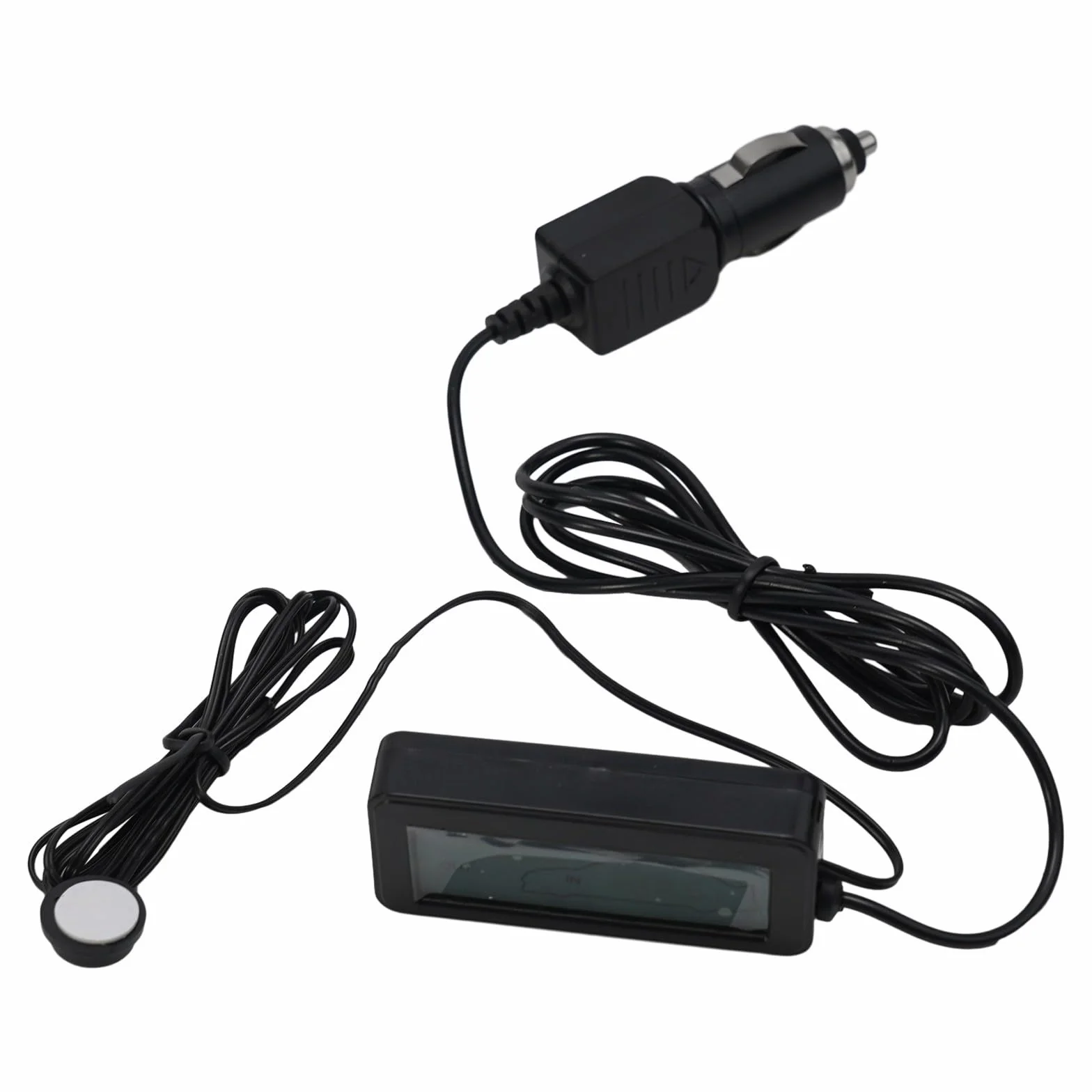 QOXEZY Termometr zewnętrzny 12 V do wnętrza samochodu, termometr samochodowy, cyfrowy wyświetlacz LCD (zielony)