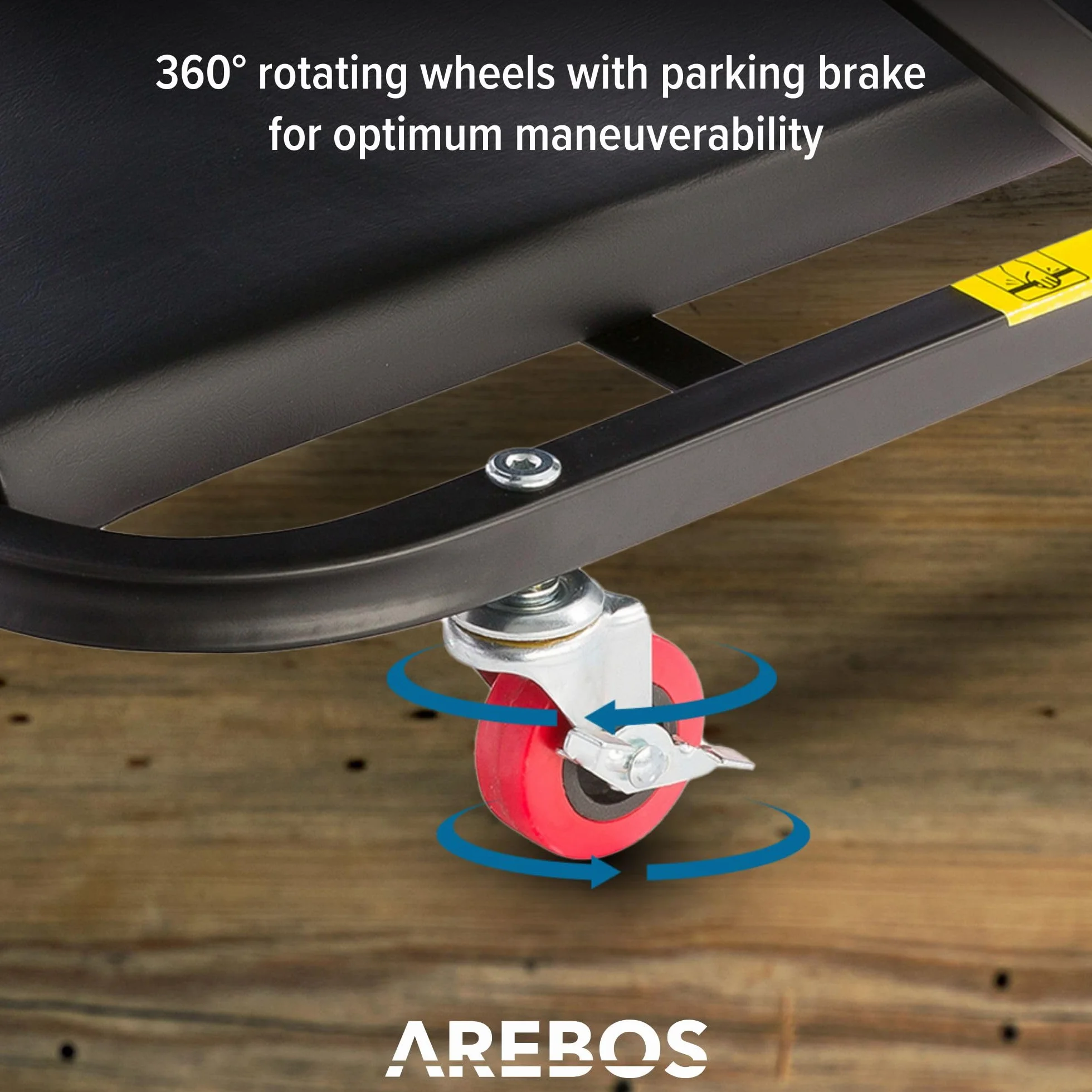 Arebos Wózek montażowy 2w1 | 150 kg ładowności | 6 ruchomych kółek | obracany o 360° | warsztatowy wózek rozkładany | siedzisko na kółkach | siedzisko i funkcja rozkładania