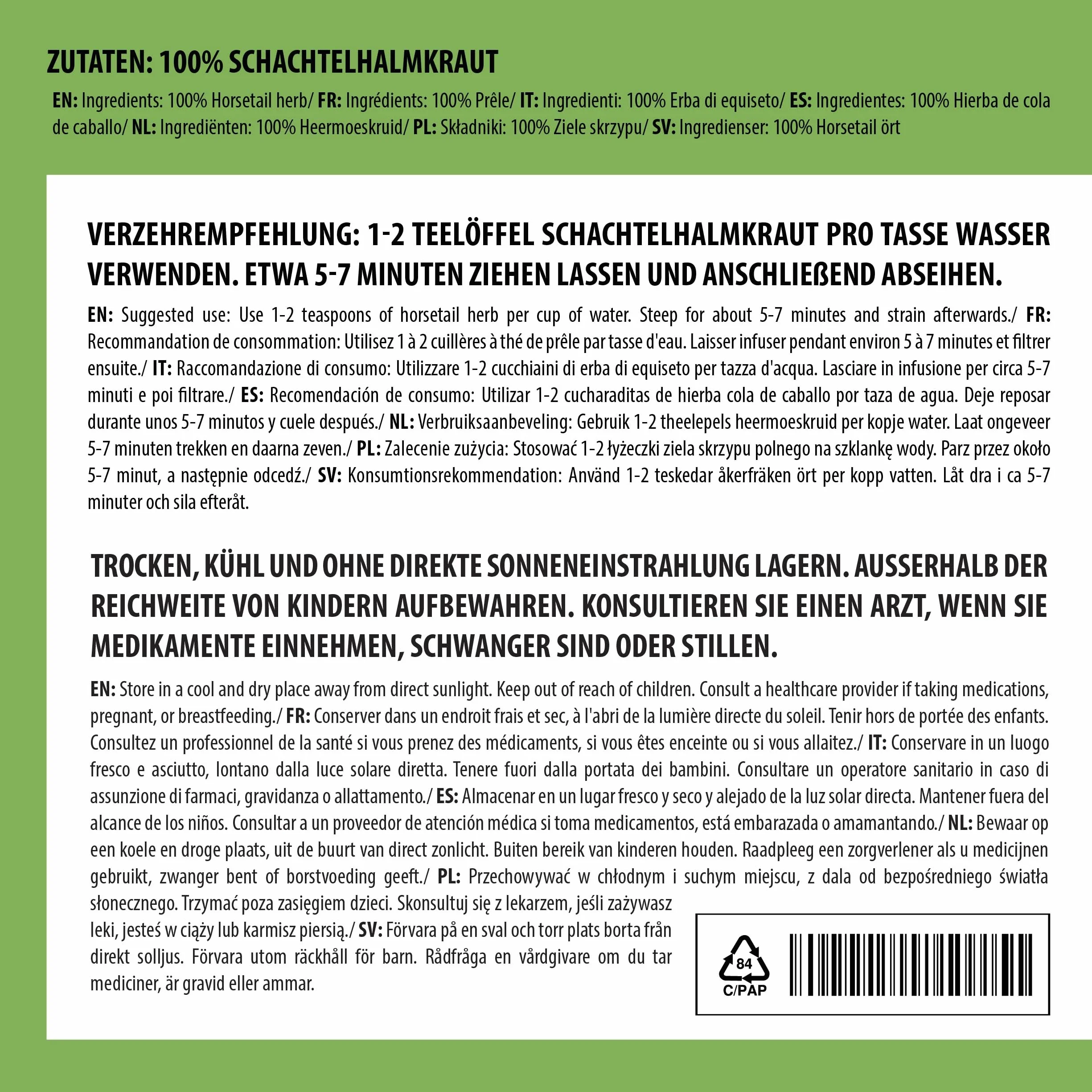 Herbata ze Skrzypu Alpi Nature 250g, Suszone Ziele Skrzypu Polnego, Herbata Liściasta