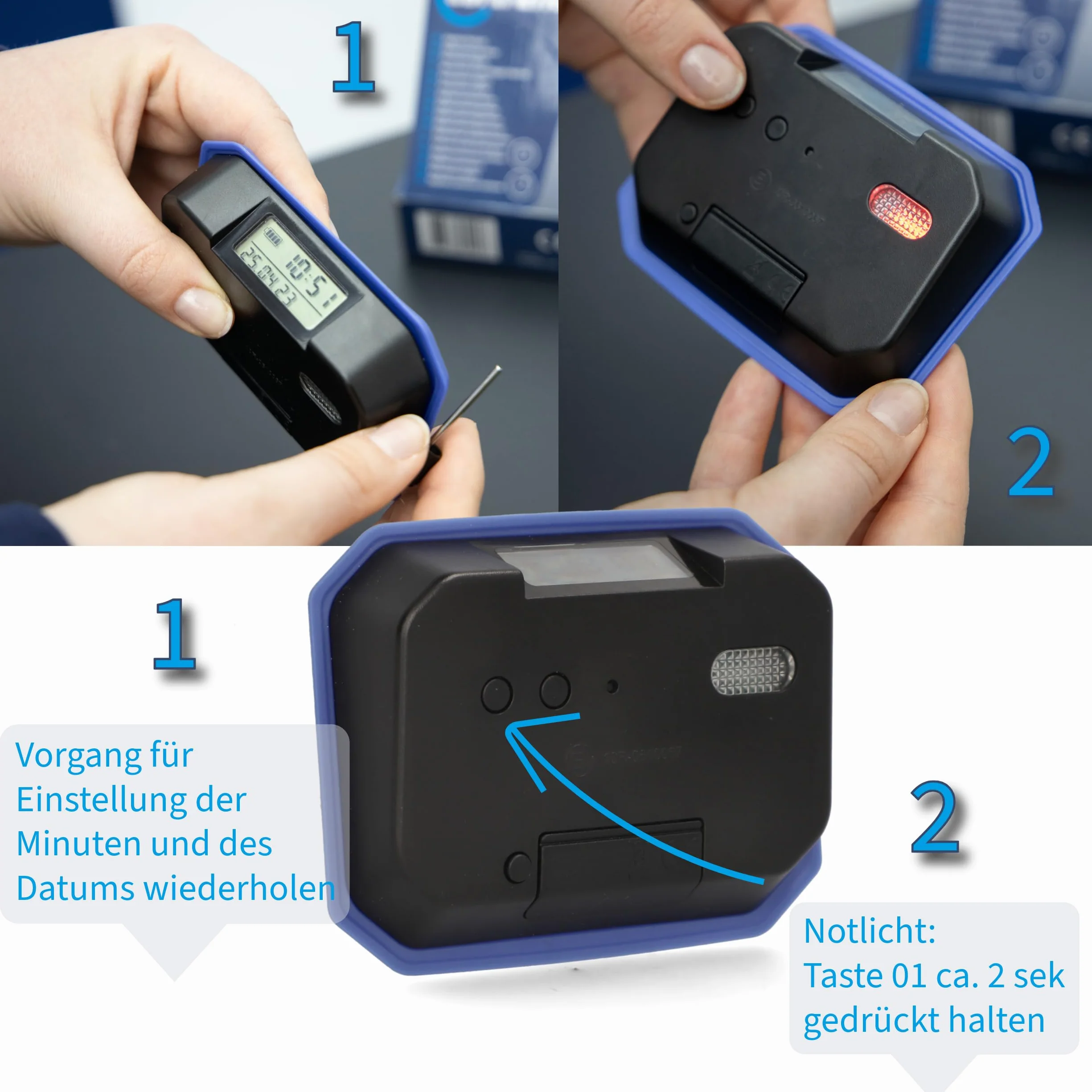 cartrend Cyfrowy zegar parkingowy do samochodu, elektroniczna tarcza parkingowa z dopuszczeniem KBA (kod typu pojazdu), automatyczny czas przybycia, z wyświetlaczem, niezawodny, łącznie z baterią i