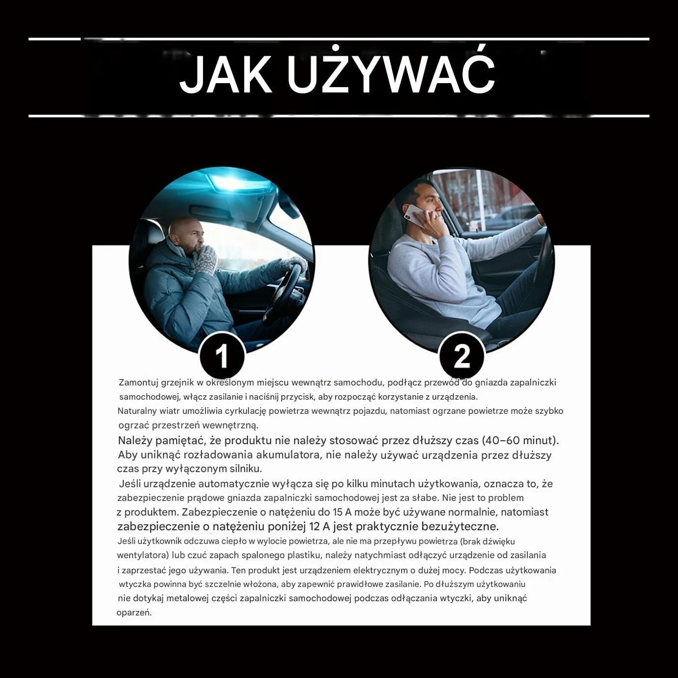 Przeno?ny Grzejnik Samochodowy - 150W Cichy Szybko Nagrzewaj?cy Odmra?acz Z Obrotem 360 Stopni | 12V Przeno?ny Ogrzewacz I Odmra?acz Do Samochodu - Do U?ytku Wewn?trznego i Zewn?trznego Biura Domu Gar
