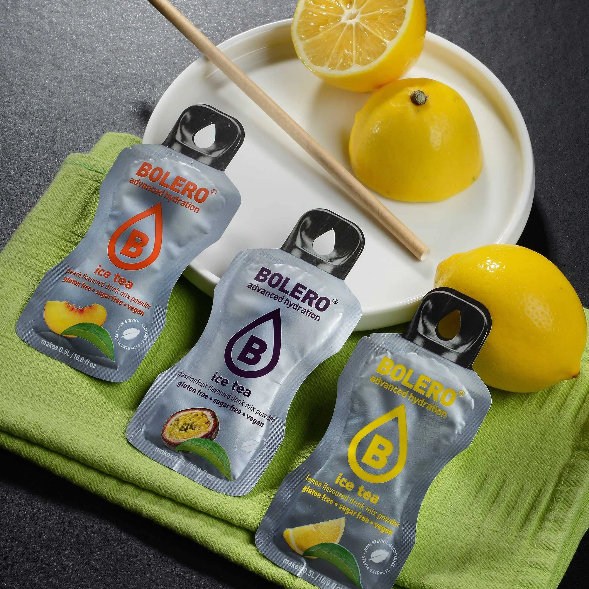 Bolero YUZU Proszek do napojów bez cukru ze stewią i witaminą C 24x3g bezglutenowy wegański