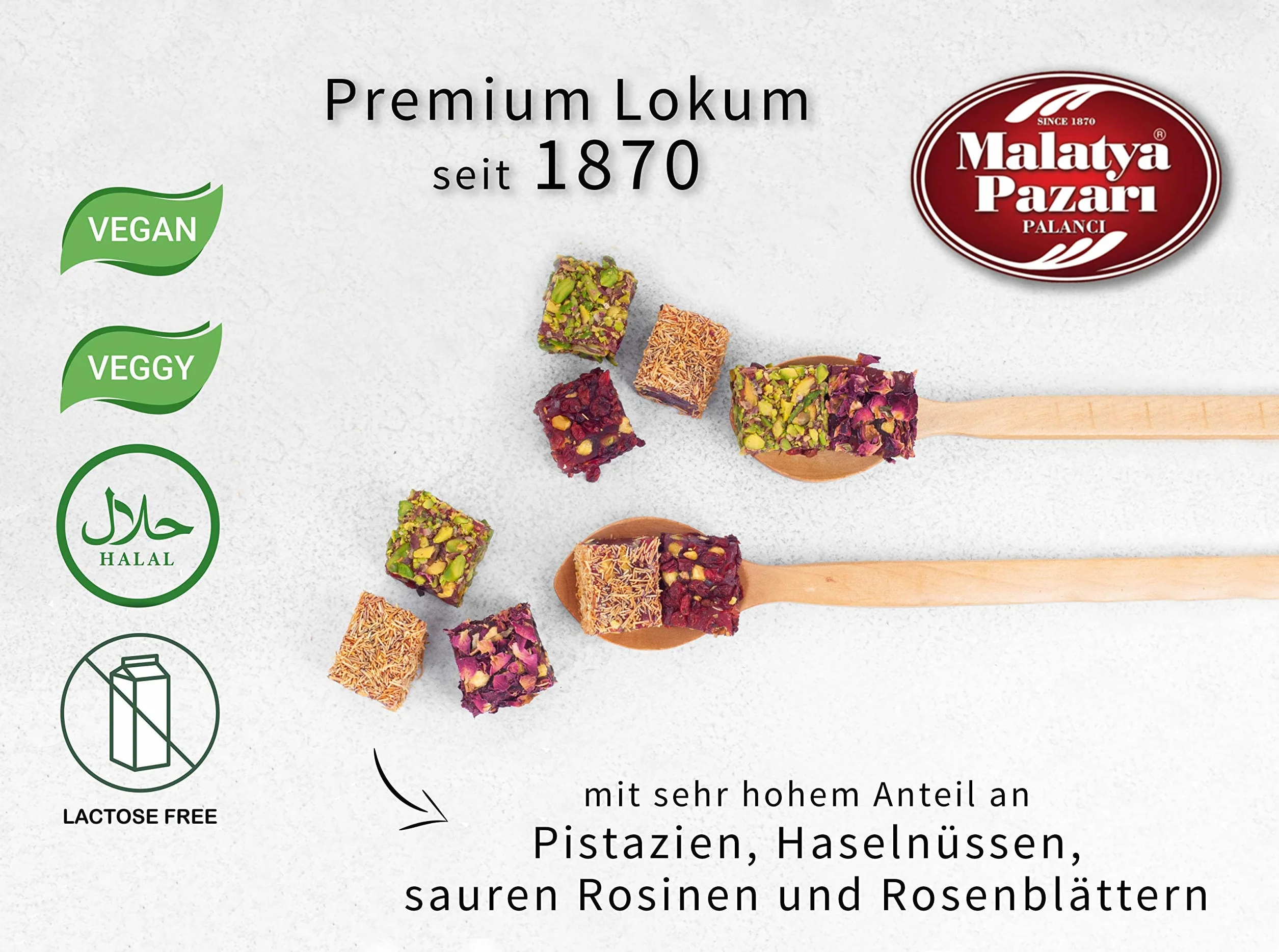 Palanci | Vegan Sweets Turkish Delight Cube 490 gr. | Kosz na słodycze | Premium Lokum od 1870 roku | Pudełko prezentowe Turkish Delight | wegańskie | słodycze halal z pistacjami, granat Kadayif |