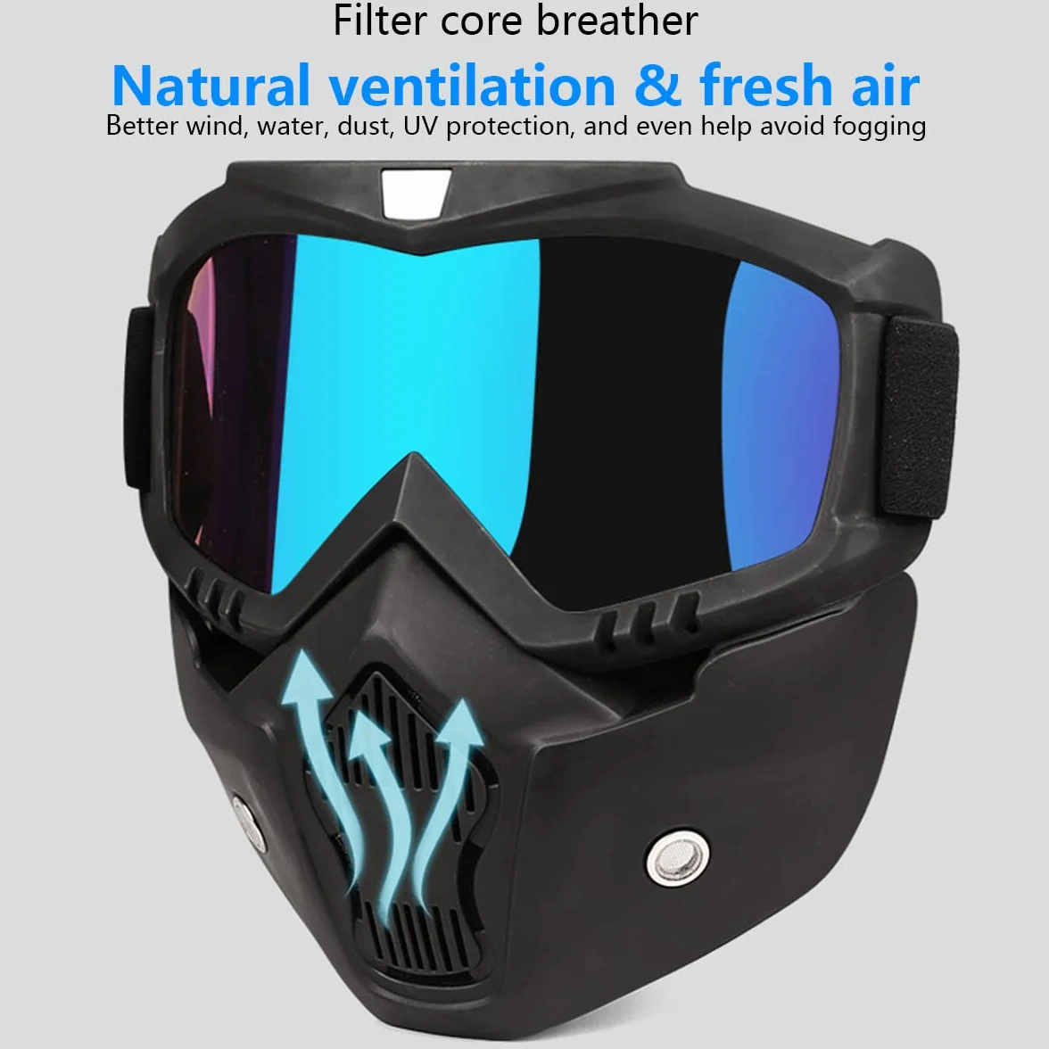 TAIZER Zdejmowane gogle motocyklowe, ochrona przed kurzem, motocross, wiatroszczelna maska na twarz, wiatroszczelna, odporna na zamglenie, jazda konna, rower dirtbike motocross