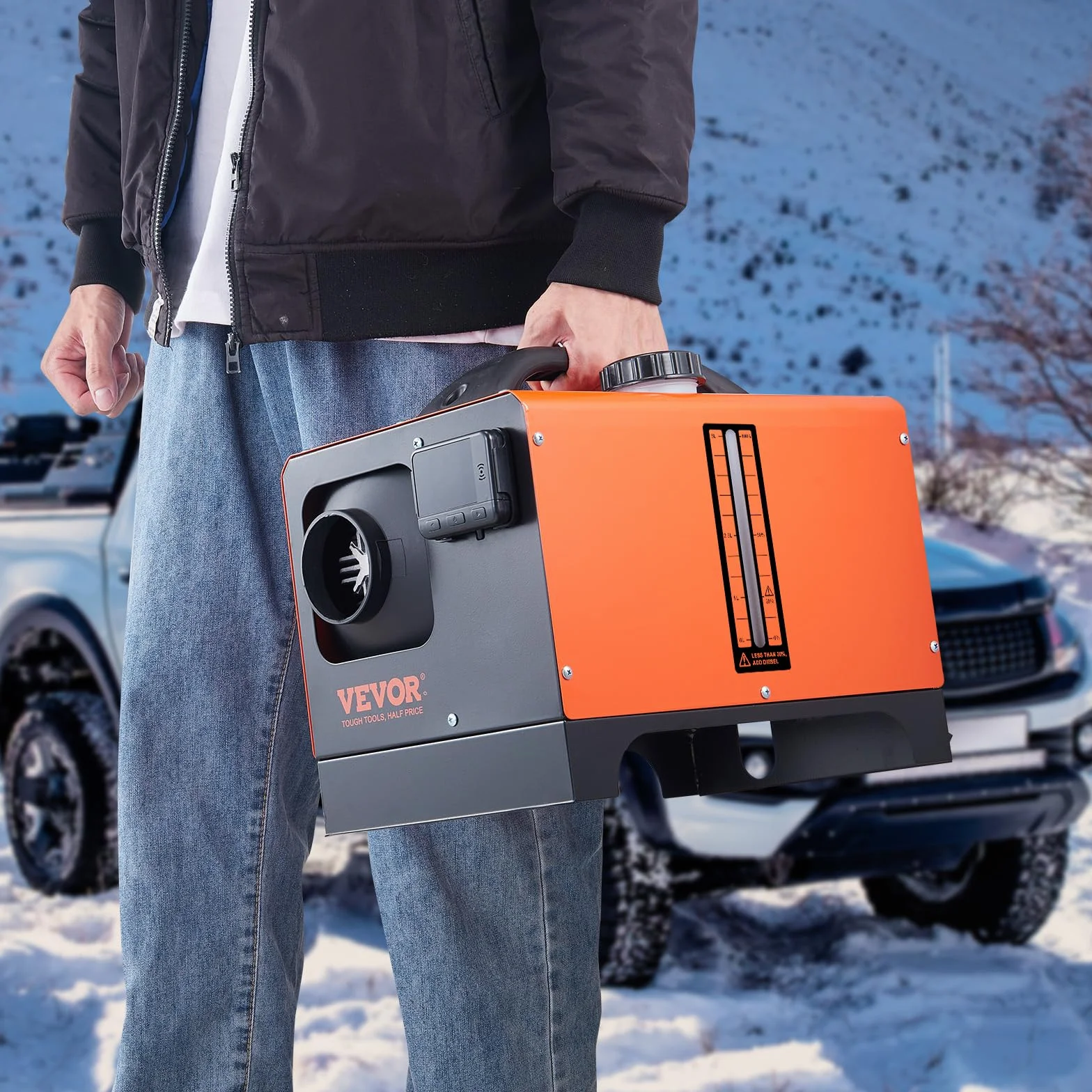 VEVOR Nagrzewnica powietrza na olej napędowy, nagrzewnica pomocnicza 12 V, 8 kW, 0,16 – 0,62 l/h, nagrzewnica powietrza na olej napędowy z wyświetlaczem LCD, pilotem zdalnego sterowania i aplikacją