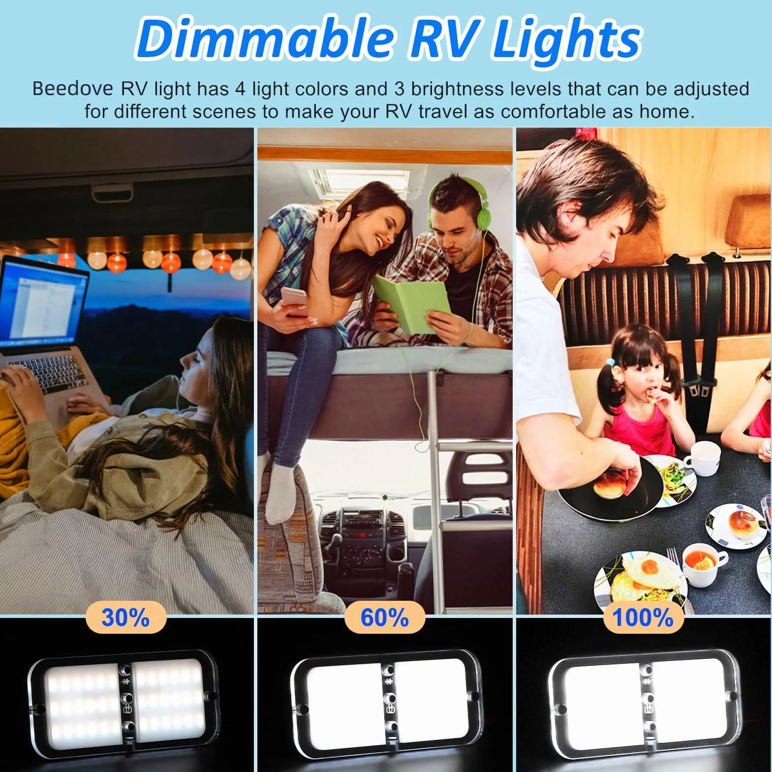 Lampa sufitowa LED, 12 V, do kampera, 72 diod LED, 800 lm, możliwość ściemniania, z przełącznikiem/pilotem zdalnego sterowania, oświetlenie wewnętrzne do samochodu kempingowego, samochodu