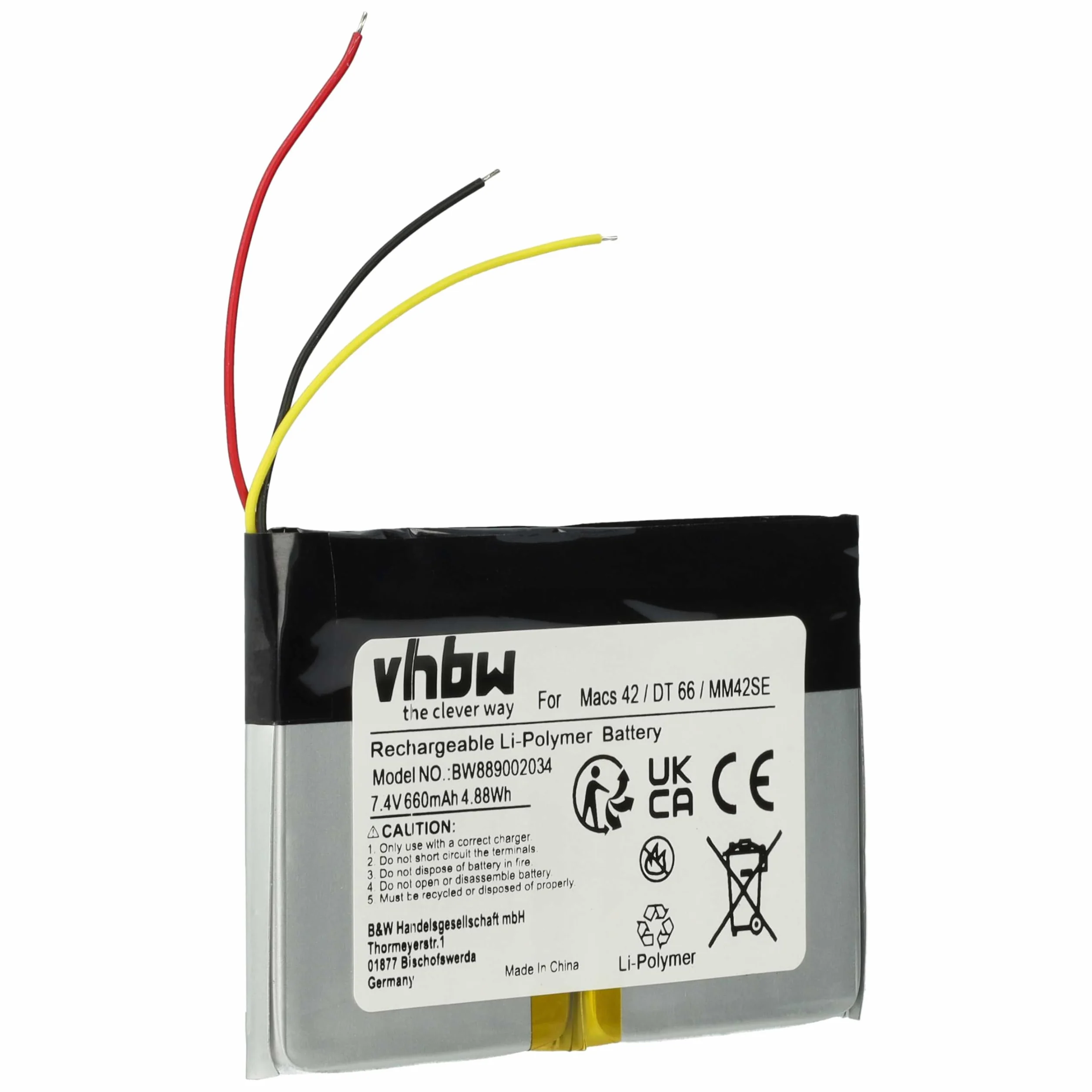 vhbw Bateria zastępcza do Hella Gutmann 2S/LPP443441 S 660 mAh 7,4 V Li-Poli