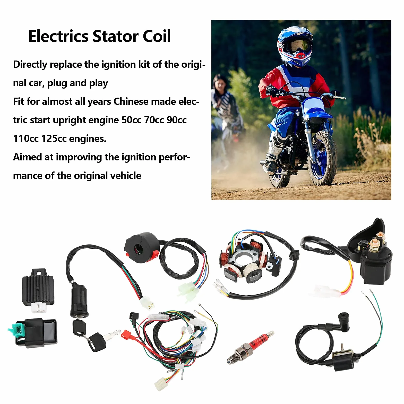 KIMISS Wiązki Przewodów, Poczwórna Wiązka Przewodów CDI Wymiana Wiązki Przewodów dla 50cc 70cc 90cc 110cc 125cc Atv Quad Motor Terenowy Gokart Części