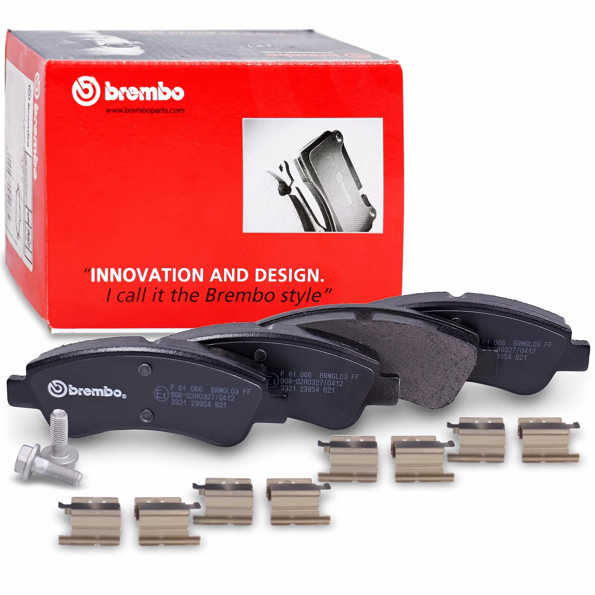 Brembo P 61 066 zestaw klocków hamulcowych, hamulec tarczowy - (4-częściowy) | Kompatybilny z: Citroën BERLINGO / BERLINGO FIRST duża limuzyna (MF_, GJK_, GFK_
