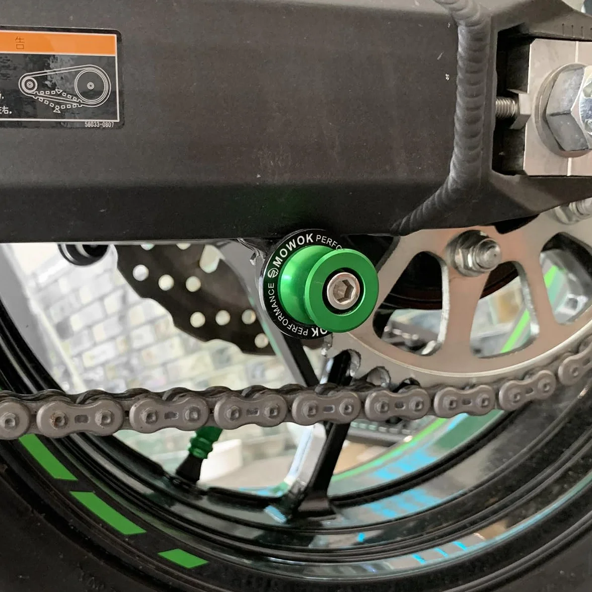 MOWOK M8 motocykl diabolo wahacz suwak cewka śruba wspornika dla Kawasaki Z650 Z900 RS Z800 Z1000 VERSYS 650 ER6N Ninja 650 400 1000SX ZX-6R ZX10R ZX4R ZX4RR (zielony)